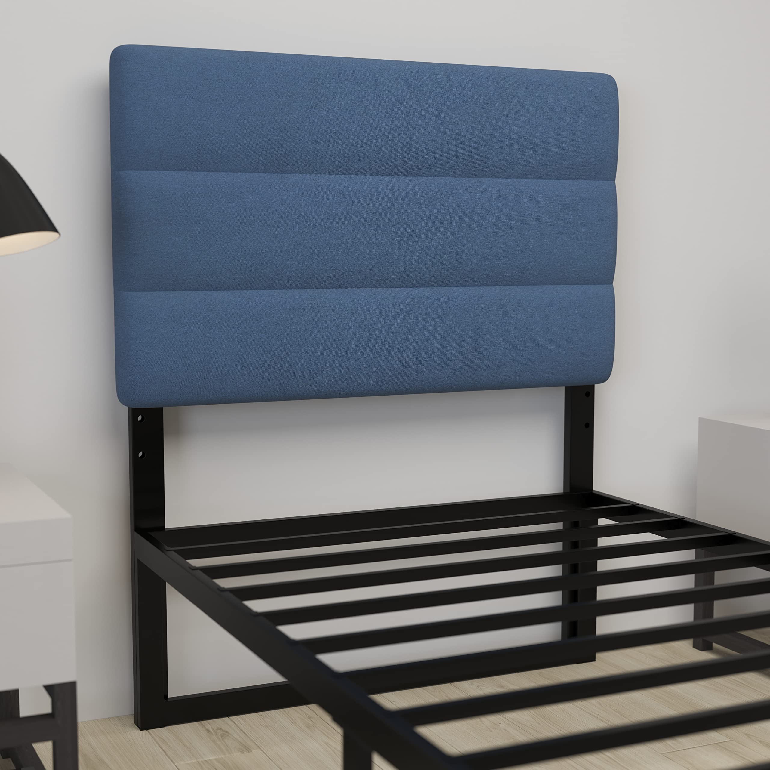 Merrick Lane Coppola Upholstered Headboard - Twin Size Button Tufted Blue Fabric Bed Headboard with Metal Legs & Adjustable Slots | Fits Standard Bed Frames | Perfect for Kids Rooms, Guest Bedrooms & Dorm Decor