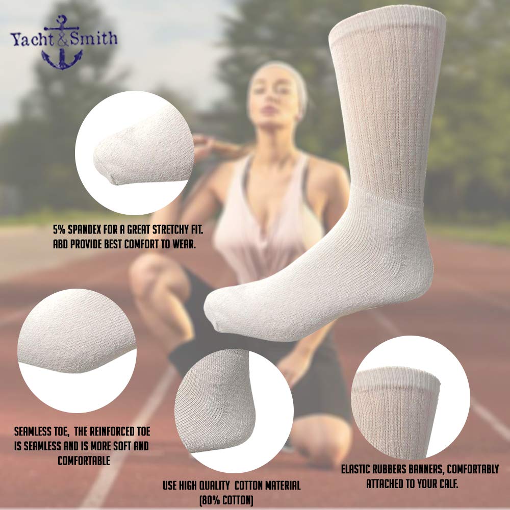 240 Pairs Bulk Wholesale Women's Crew Socks - Cotton Athletic Sports Socks for Running, Hiking & Casual Wear (Size 9-11) | Yacht & Smith Brand