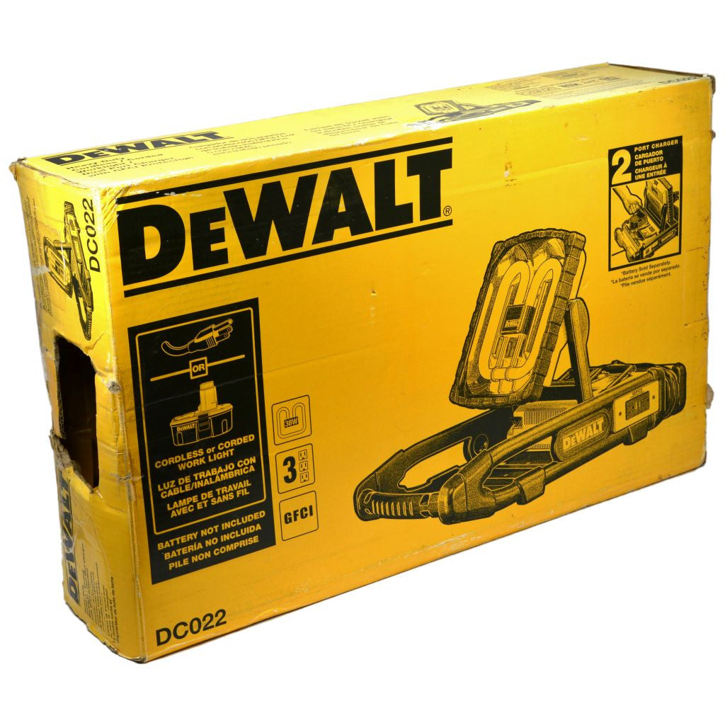 DEWALT DC022 Cordless or Corded Work Light - Bright LED Job Site Lighting for Construction, Garage, and Outdoor Use