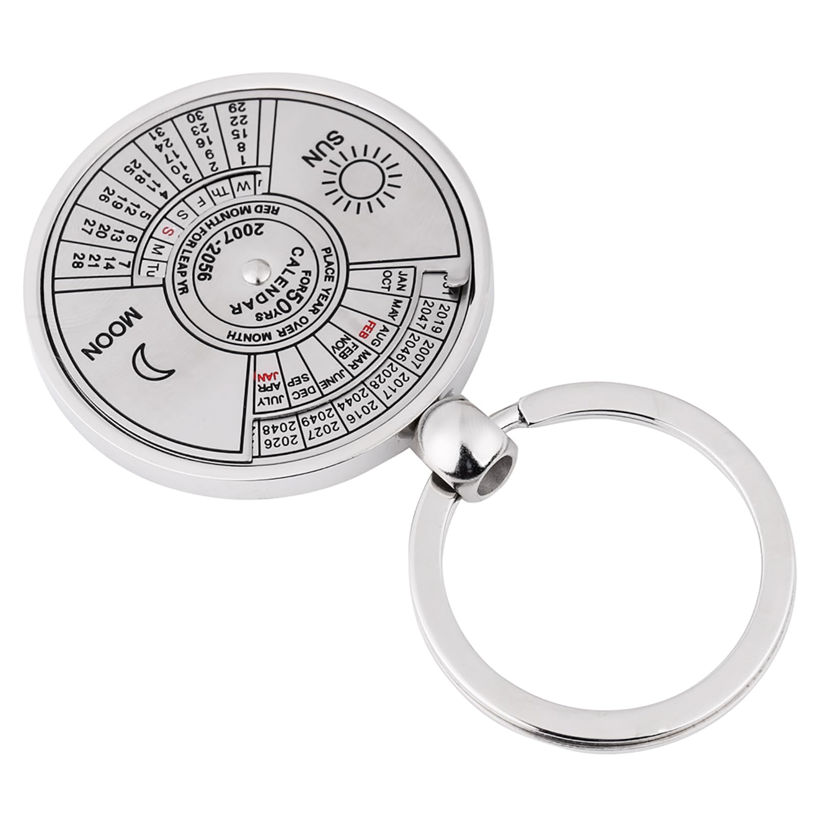 Antique 50 Years Perpetual Calendar Keychain - Vintage Metal Key Ring Accessory Gift for Men & Women - Perfect for Birthdays, Anniversaries and Collectors
