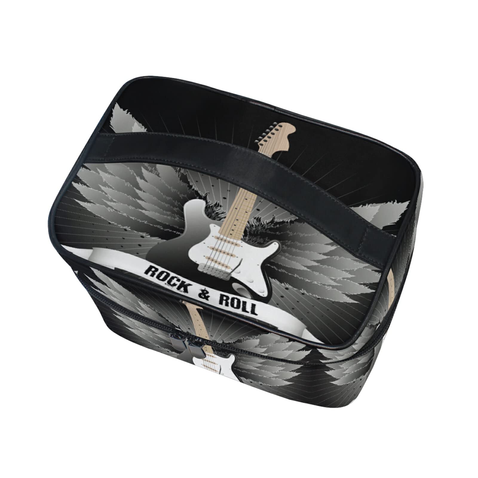 Stylish Rock Roll Guitar Music Makeup Bag for Women - Waterproof Cosmetic & Toiletry Travel Case - Perfect for Concerts, Travel & Daily Use