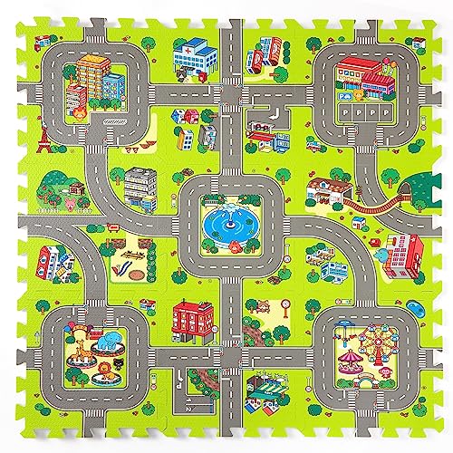 9pieces-city Road Track Puzzle Mat