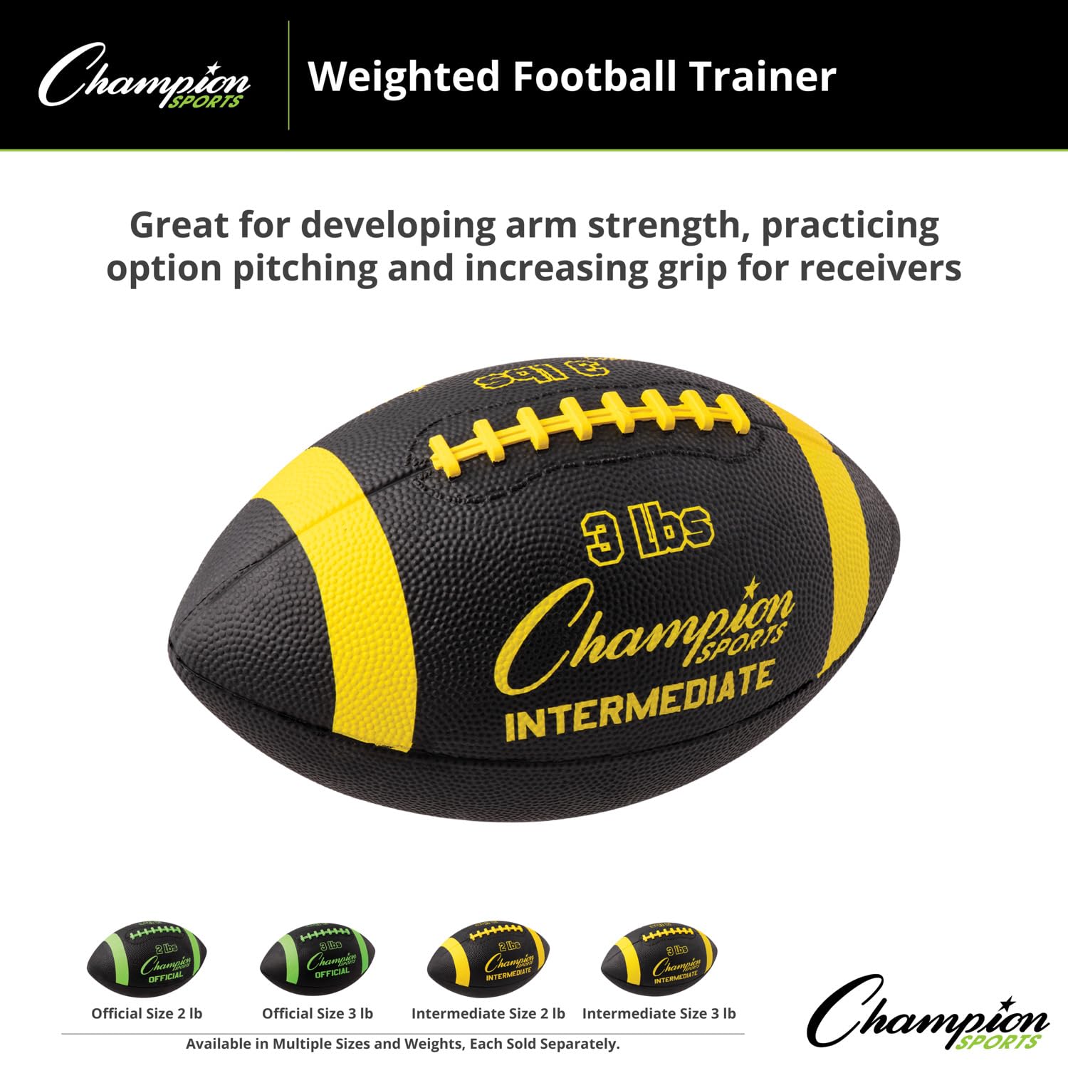 Champion Sports Weighted Training Football - 2 LB & 4 LB Weighted Football for Strength Training, Passing Practice, Quarterback Drills - Perfect for Football Players, Coaches & Athletes