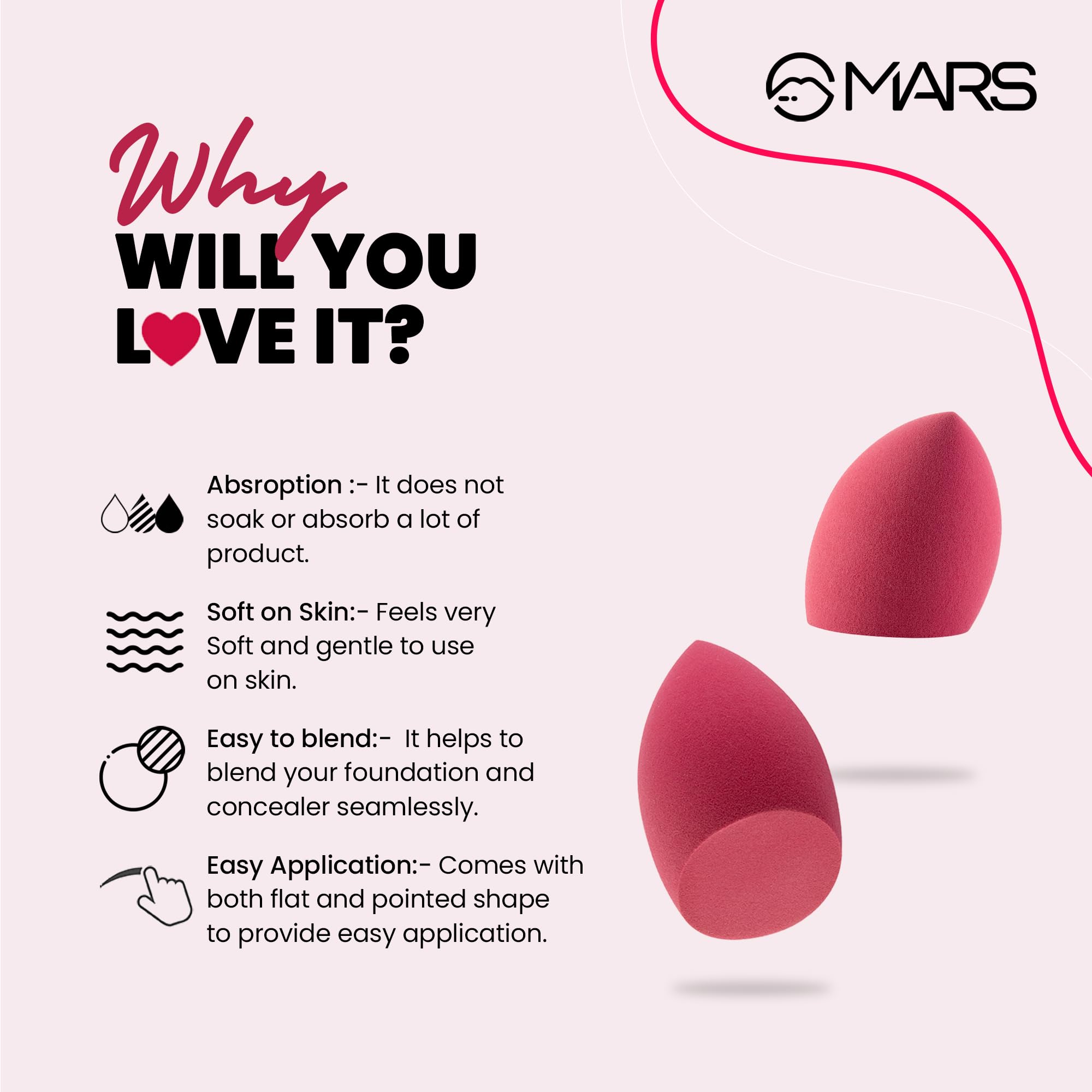 Professional MARS Master Blender Makeup Sponge - Dual-Sided Flat & Slant Design for Precision Application | Premium Durable Material with Low Absorption | Perfect for Foundation, Concealer & Powder Blending (Beauty, Cosmetics, Makeup Tools)