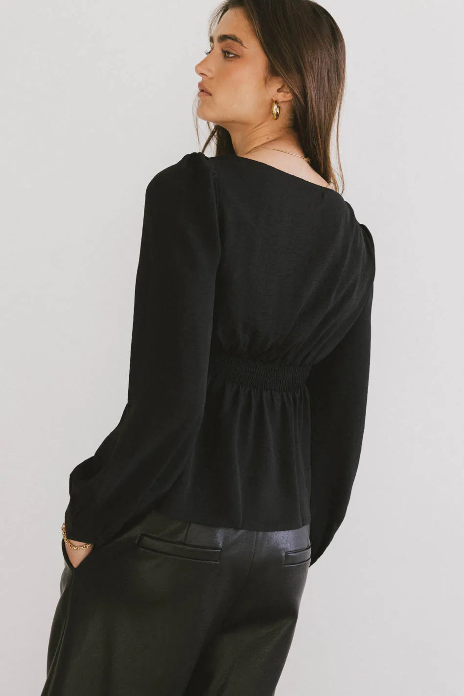 Stylish Maeve Twist Front Blouse in Black - Women's Fashion Top for Work & Evening Out