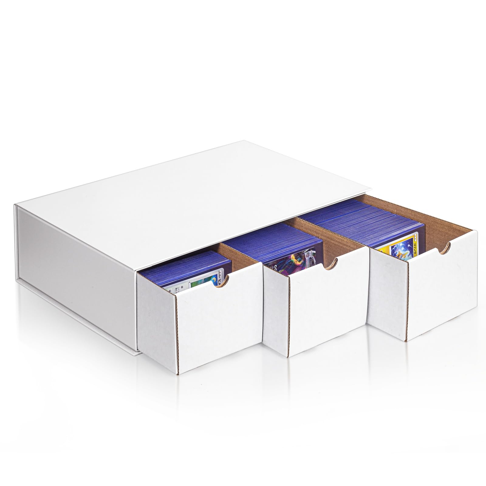 Vowcarol 3 Row 2000 Count Trading Card Storage Box - Baseball & Sports Card Organizer Case with Top Loader Protection - Perfect for Collectors, TCG Games, and Card Show Storage