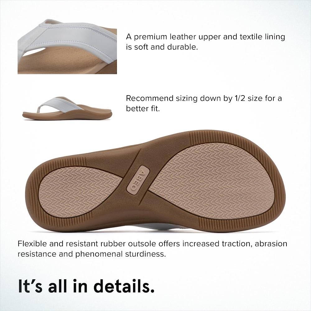 ABEO Laguna Women's Orthopedic Flip Flops with Arch Support & Metatarsal Pads - Ball of Foot Pain Relief Sandals for Walking, Travel & Everyday Comfort