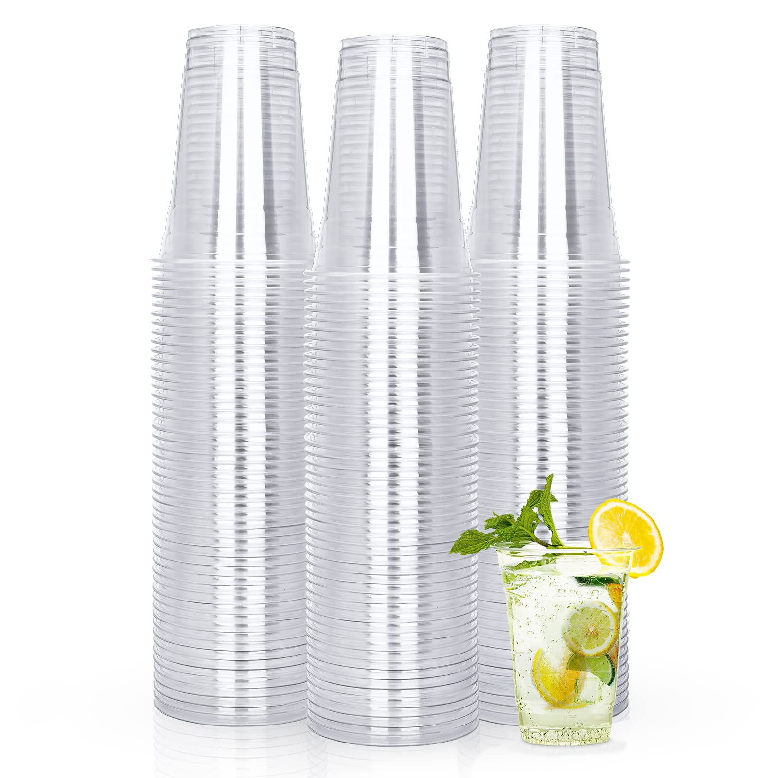 12oz Clear Plastic Disposable Coffee Cups [150 Pack] - BPA Free Drink Cups for Tea, Smoothies, Sodas & Mixed Beverages | Perfect for Parties, Picnics, Office & Catering Events