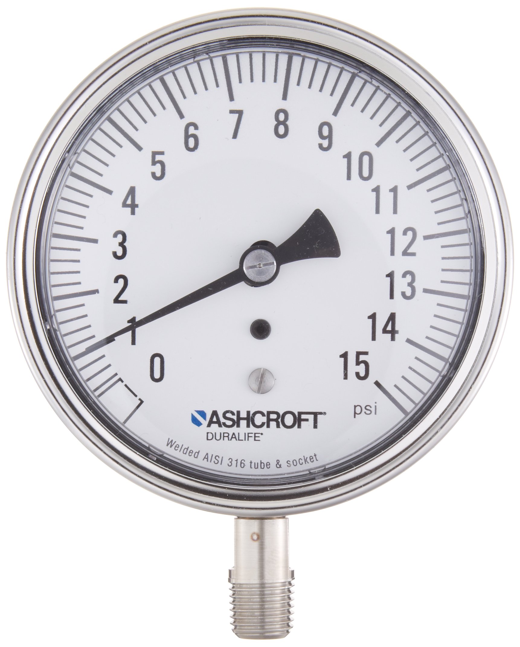 Ashcroft Duralife Type 1009 Stainless Steel Dry Filled Pressure Gauge - 3.5