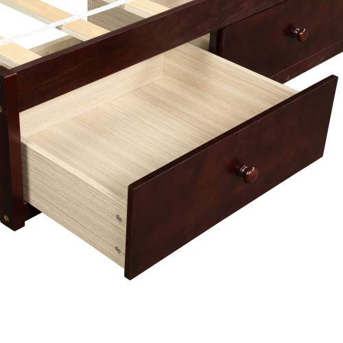 **Twin Platform Storage Bed Frame with 3 Drawers - Solid Wood Bed Frame with Wood Slat Support - Easy Assembly (Espresso) - Perfect for Small Bedrooms, Kids' Rooms & Dormitories**