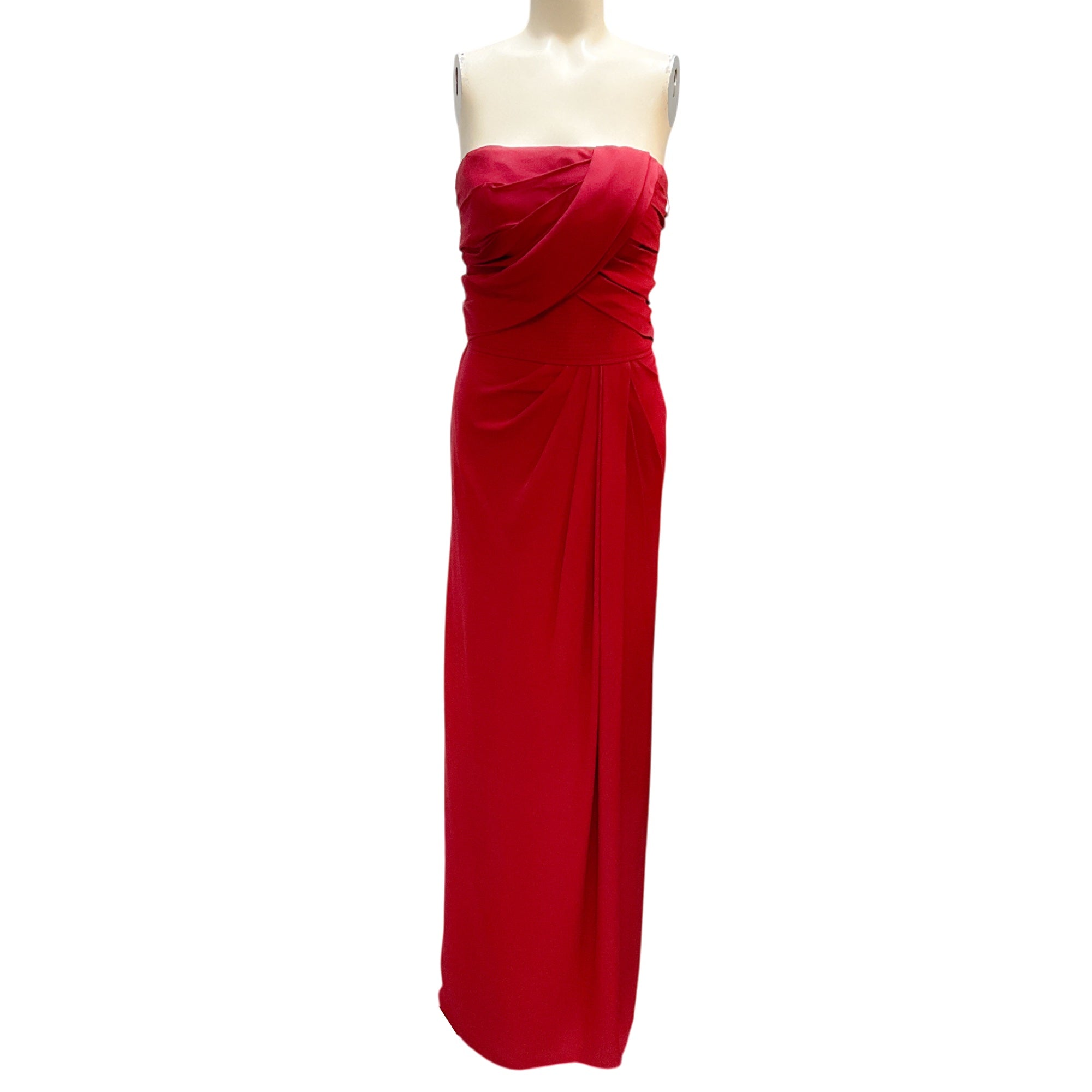Elie Saab Red Strapless Silk Gown - Elegant Formal Evening Dress for Women | Perfect for Weddings, Galas & Special Occasions