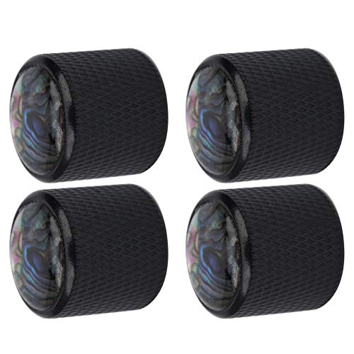 4-Pack Metal Dome Guitar Knobs for Electric Bass - 6mm Shaft Volume Control Knobs (Black Shell) - Perfect for Guitar Upgrades & DIY Repairs - Stage & Studio Use