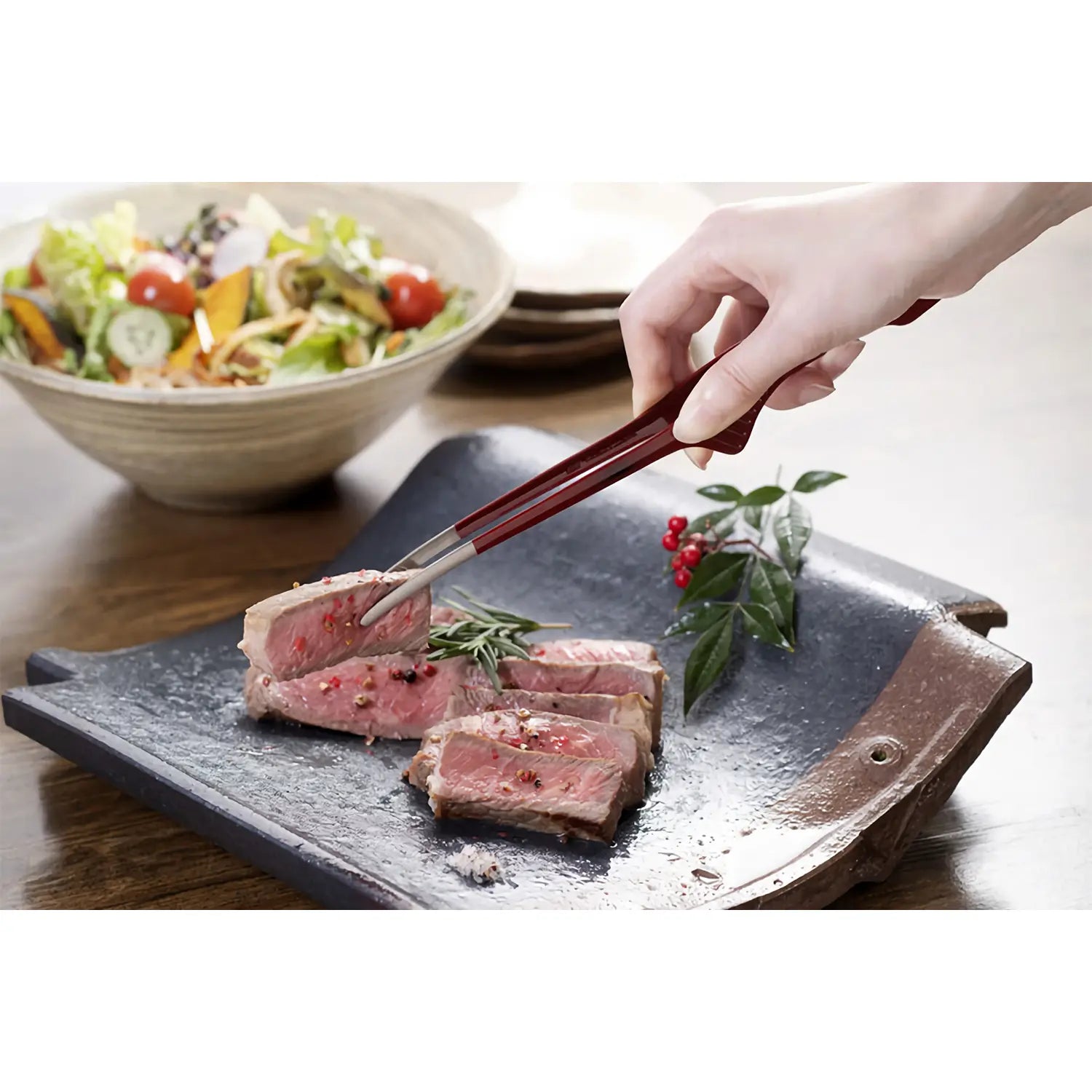 EBM Stainless Steel Chopstick Tongs - Kitchen Cooking Utensil for Sushi, Hot Pot & Asian Cuisine - Perfect for Serving, Stirring & Serving Noodles