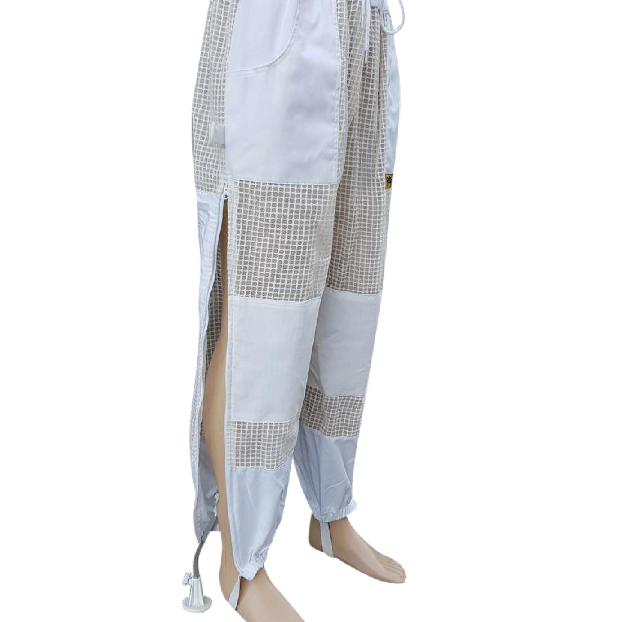 Professional Beekeeping Suit - 3-Layer Ventilated Mesh with Leg Zippers & Pockets (Medium) - Protective Beekeeping Gear for Hive Inspections & Honey Harvesting