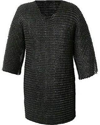 Flat Riveted 9mm Mild Steel Chainmail Rings - 18 Gauge Blackened Chainmail Shirt for Historical Reenactment & Medieval Costume (Medium, Blackened) | Perfect for LARP, Cosplay, Renaissance Fairs & Armor Collectors