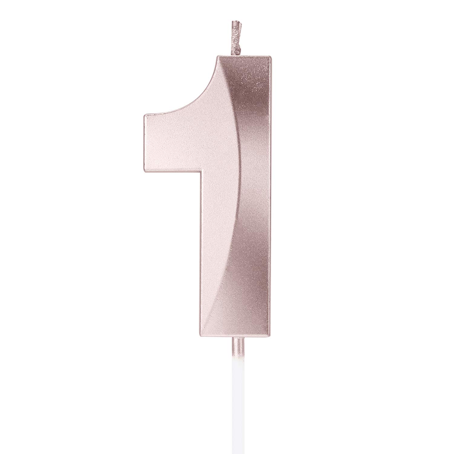 Pfizermay 2.76 Inch Rose Gold Glitter Happy Birthday Cake Candles - Number Candles Cake Topper for Wedding, Anniversary, Baby Shower, Kids & Adult Parties - Perfect for Birthdays, Festivals, Reunions & Pet Celebrations (Rose Gold, 1 Pack)