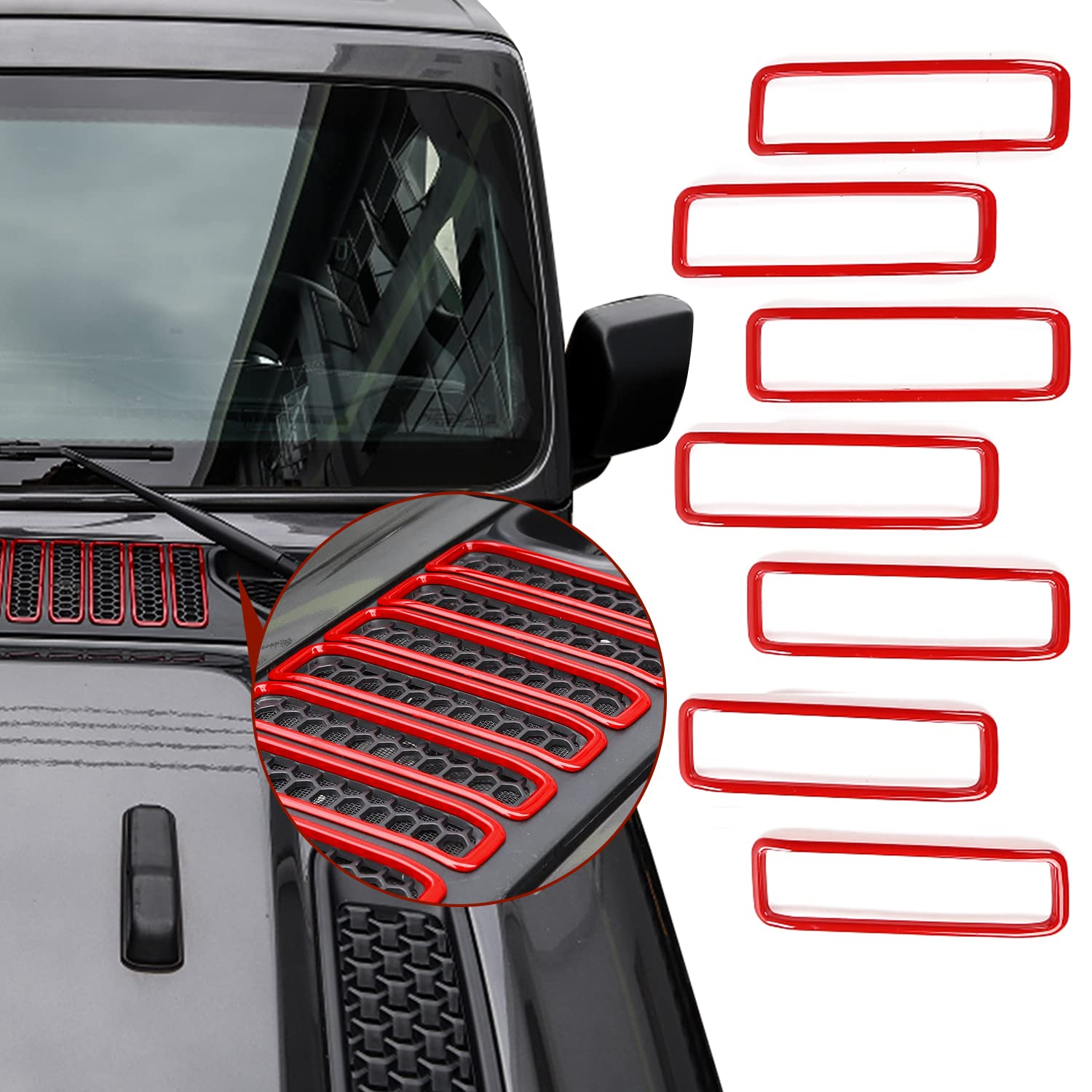 2018-2025 Jeep Wrangler JL JLU & Gladiator JT Hood Vent Cover - Durable Cowl Panel Vent Trim Accessory (Red) | Weatherproof Exterior Upgrade for Off-Road & Daily Driving