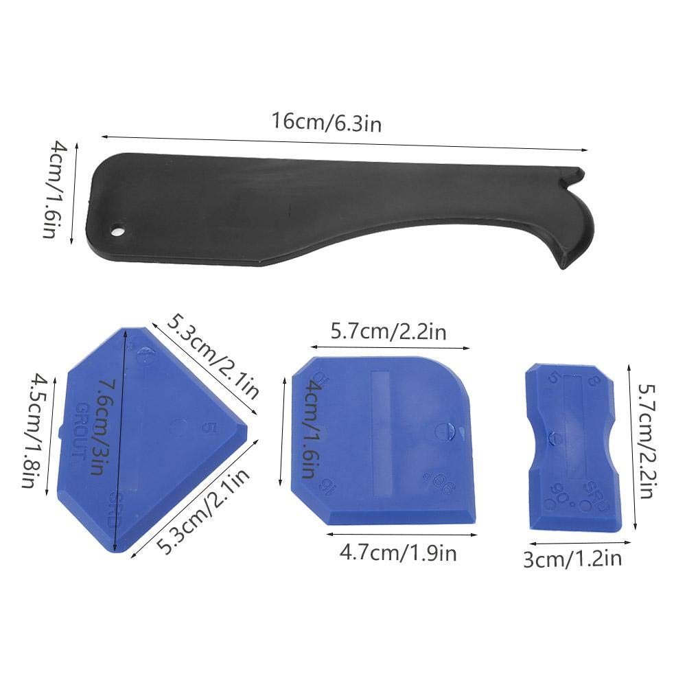 4PCS Caulking Tool Kit - Professional Sealant Finishing Tools with Silicone Scraper & Grout Remover for Perfect Caulk Lines (Blue) - Ideal for Bathroom, Kitchen & DIY Home Projects