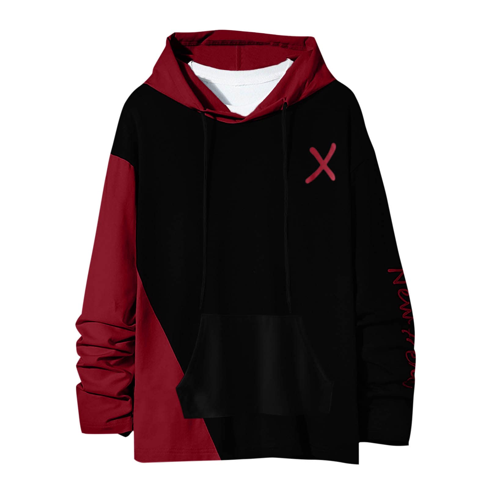 Men's Fashion Casual Patchwork Hoodie - Printed Long Sleeve Sweatshirt with Pocket & Hood | Perfect for Streetwear, Gym, and Everyday Comfort