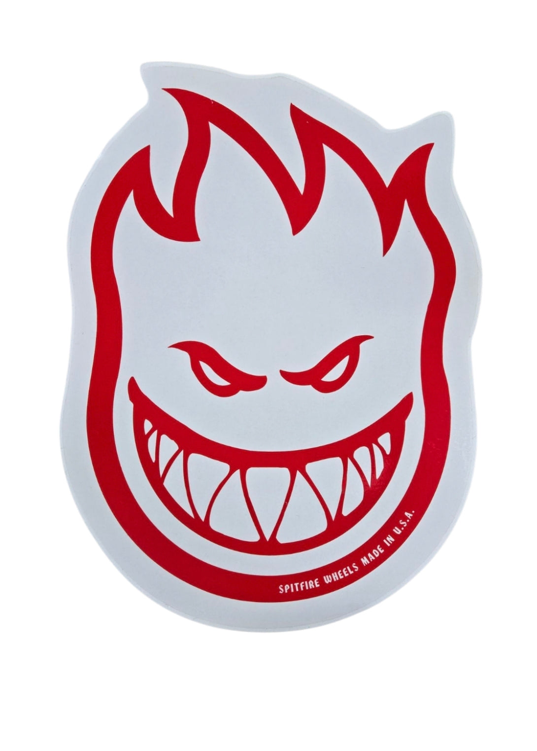 Vintage Spitfire Wheels Big Head Sticker 9x12 Inch Large Decal - Red Clear for Skateboard, Laptop, Helmet & Car Bumper Stickers
