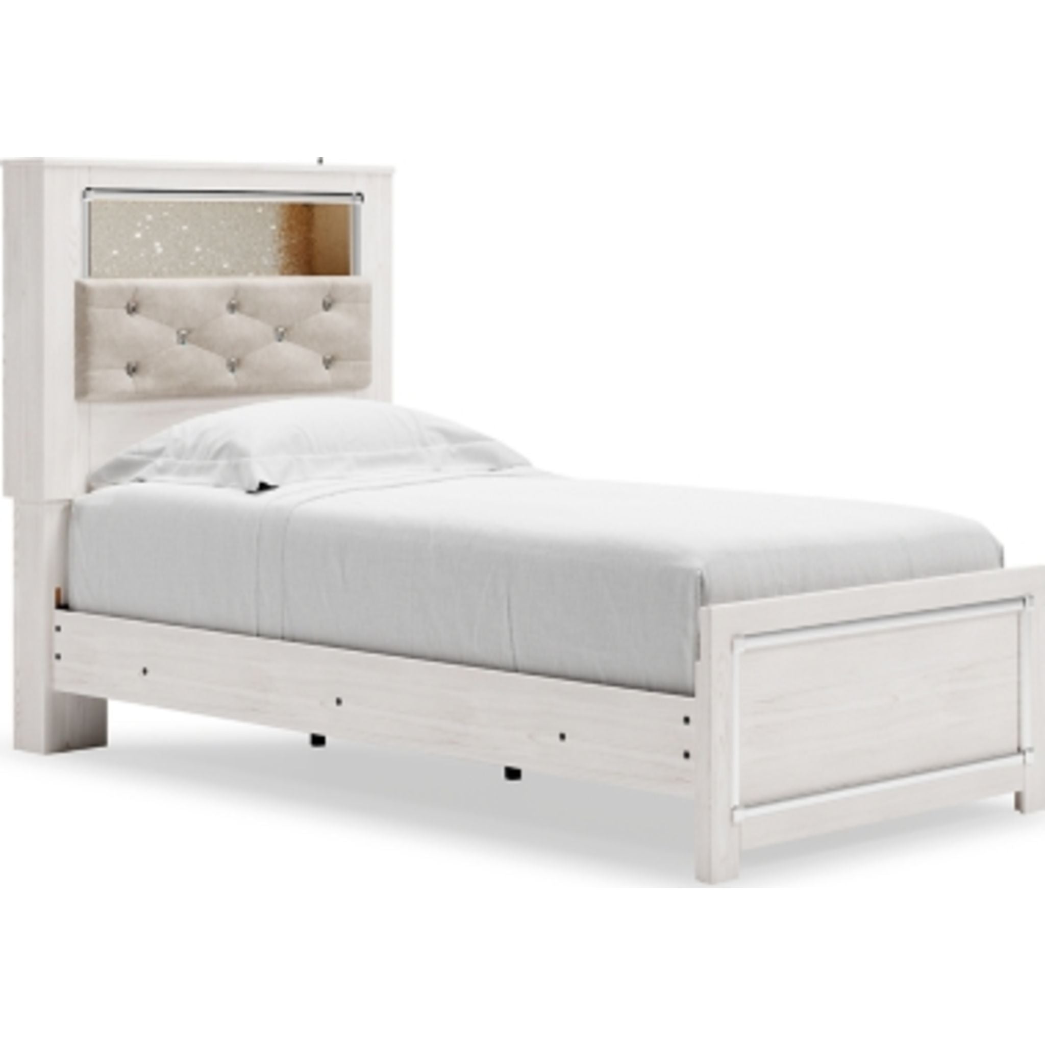 Altyra Twin Bookcase Bed with Storage - White Wooden Bunk Bed for Kids & Teens - Perfect for Small Bedrooms, Dorms, and Shared Spaces