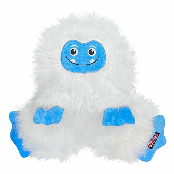 KONG Holiday Frizzles Yeti Chew Toy for Medium & Large Dogs - Durable Interactive Dog Chew Toy for Aggressive Chewers, Christmas Gift for Pets