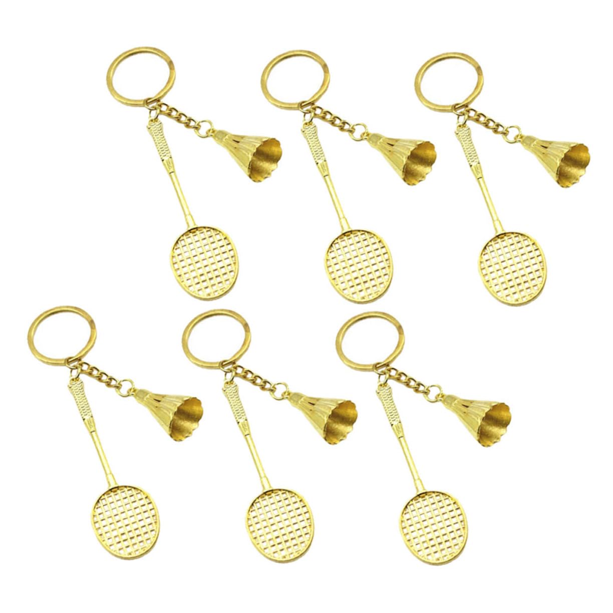 LALADEFIEE 6pcs Zinc Alloy Badminton Keychains - Durable Pendant Keyrings for Backpacks, Car Keys, and Sports Enthusiasts