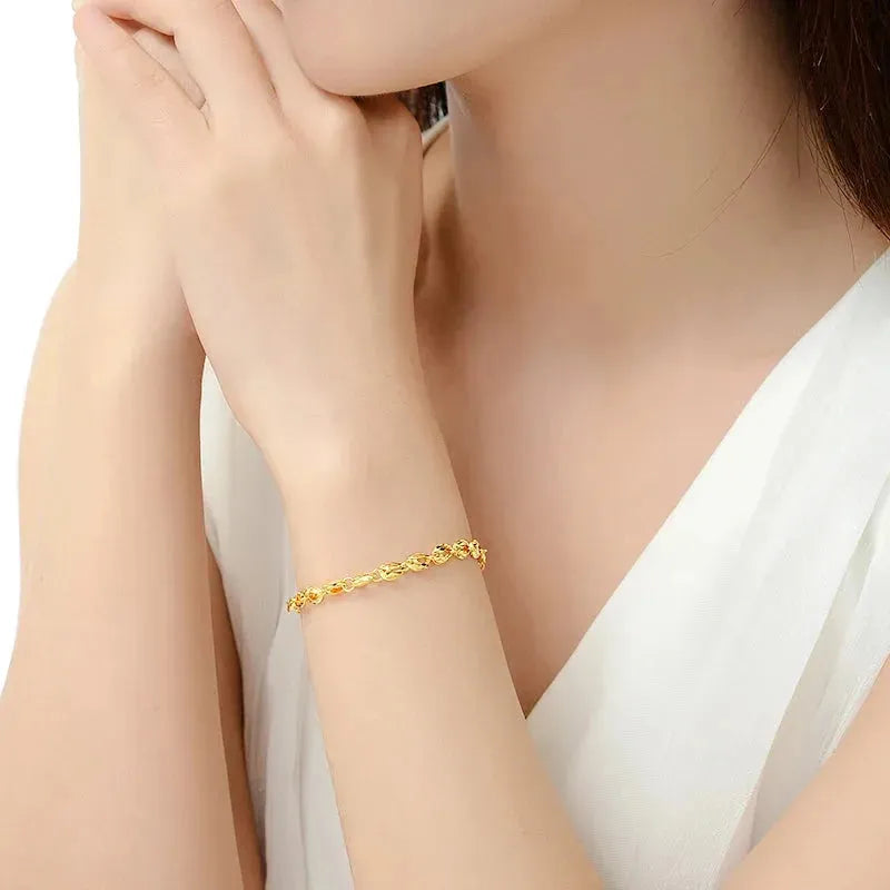 24K Pure Gold Bracelet 999 Solid Gold Bangle for Women - Elegant Romantic Classic Jewelry Gift for Anniversary, Valentine's Day & Special Occasions | Trendy & Timeless Design 2023