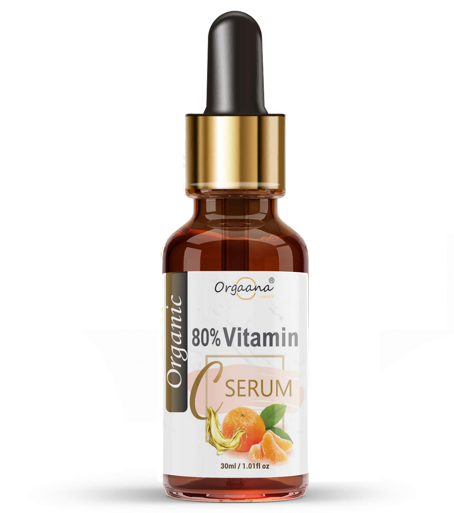 Orgaana 80% Organic Vitamin C & E Serum with Hyaluronic Acid for Face - 30ml | Brightening, Anti-Aging & Hydrating Facial Treatment for Day & Night Skincare Routine