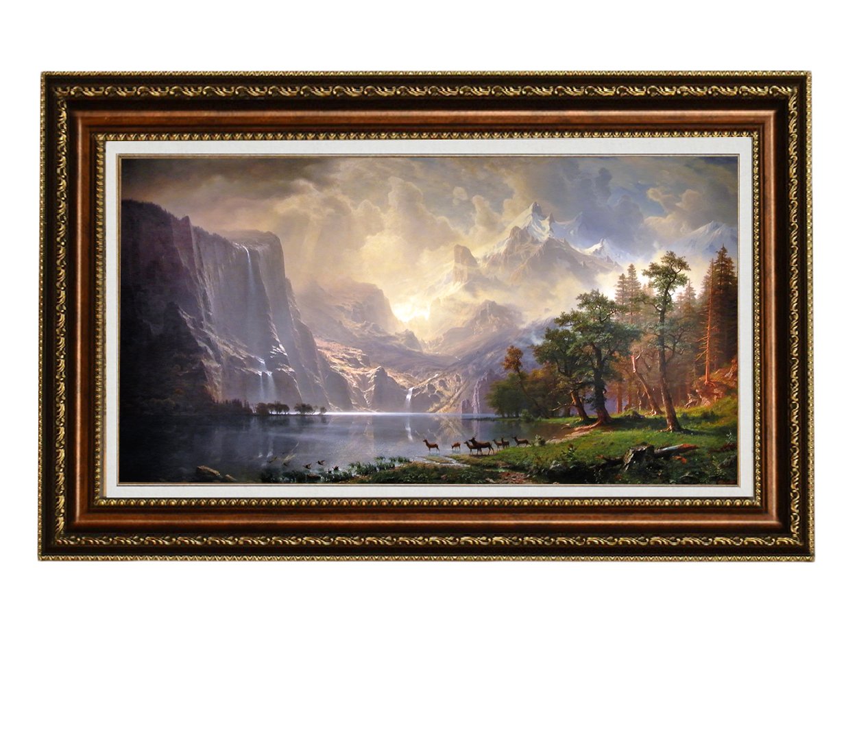 ELITEART Albert Bierstadt 'Among the Sierra Nevada Mountains, California' (1868) Oil Painting Reproduction - Giclee Wall Art Canvas Print, Framed 24x36 Inches - Perfect for Living Room, Office & Home Decor