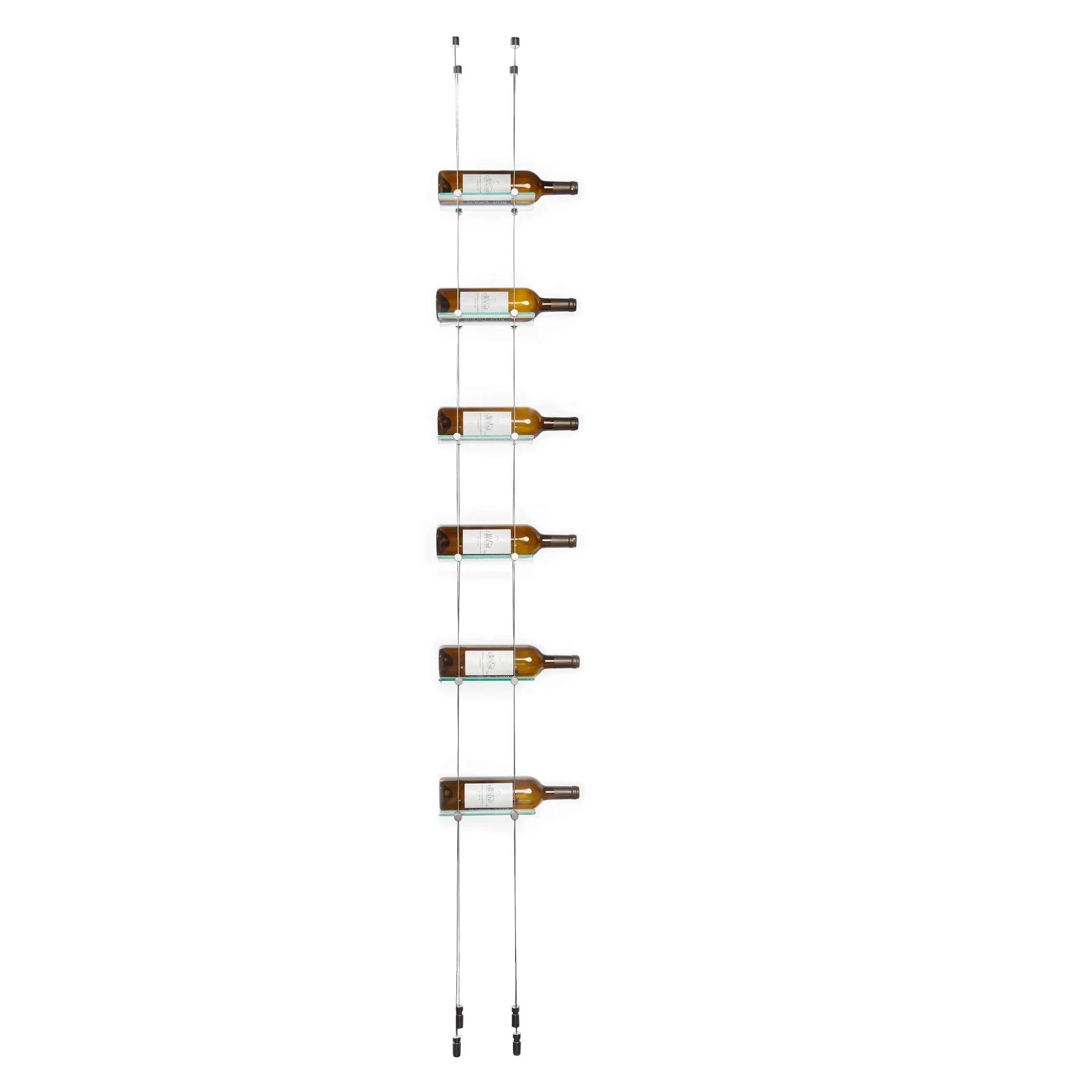 Blue Grouse 6 Bottle Floating Cable Wine Rack Display Kit - Modern Wine Storage Solution for Home Bars, Restaurants, and Wine Cellars