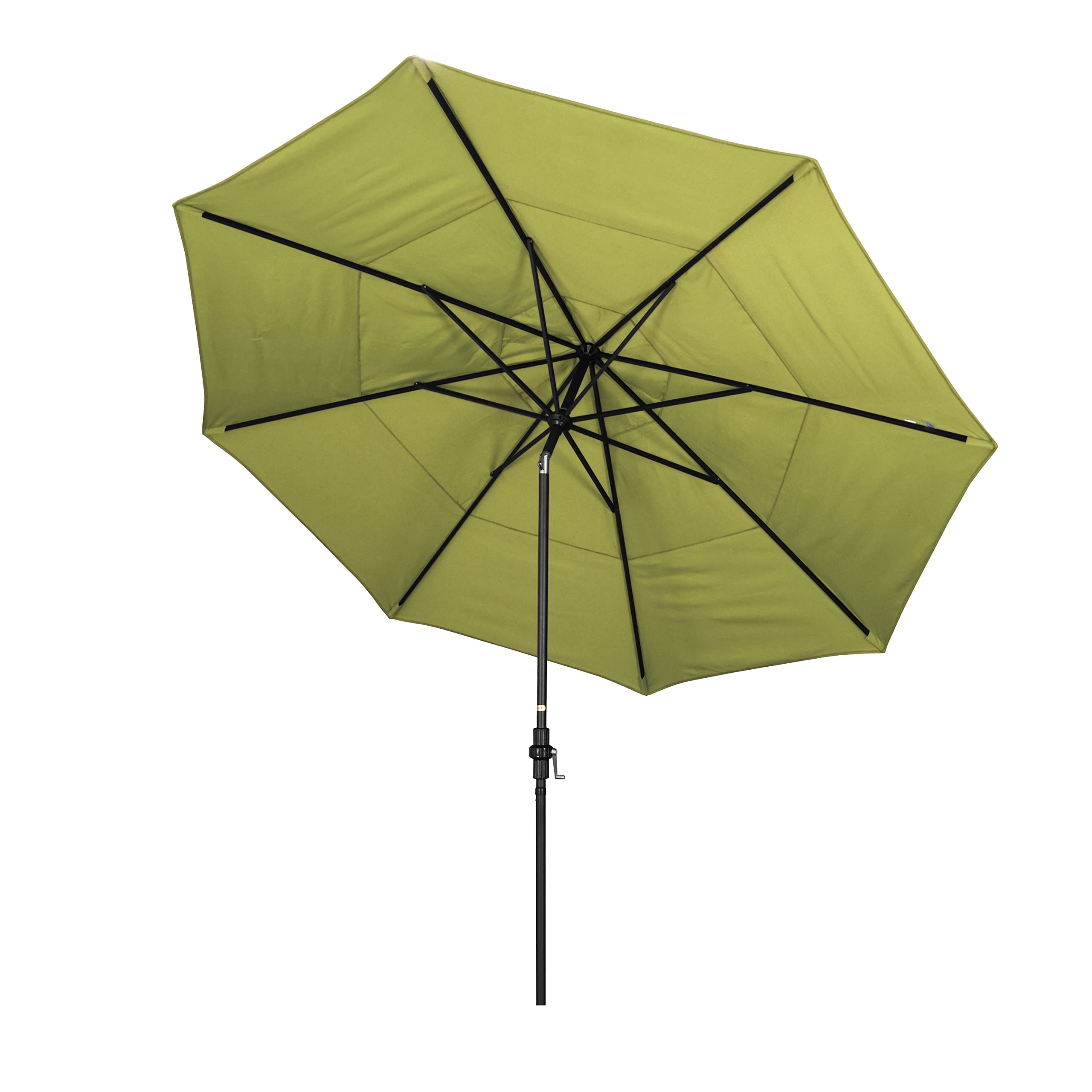 California Umbrella 11' Round Aluminum Patio Umbrella with Crank Lift & Collar Tilt - Kiwi Green Outdoor Market Umbrella for Garden, Poolside, Restaurant, and Backyard Use