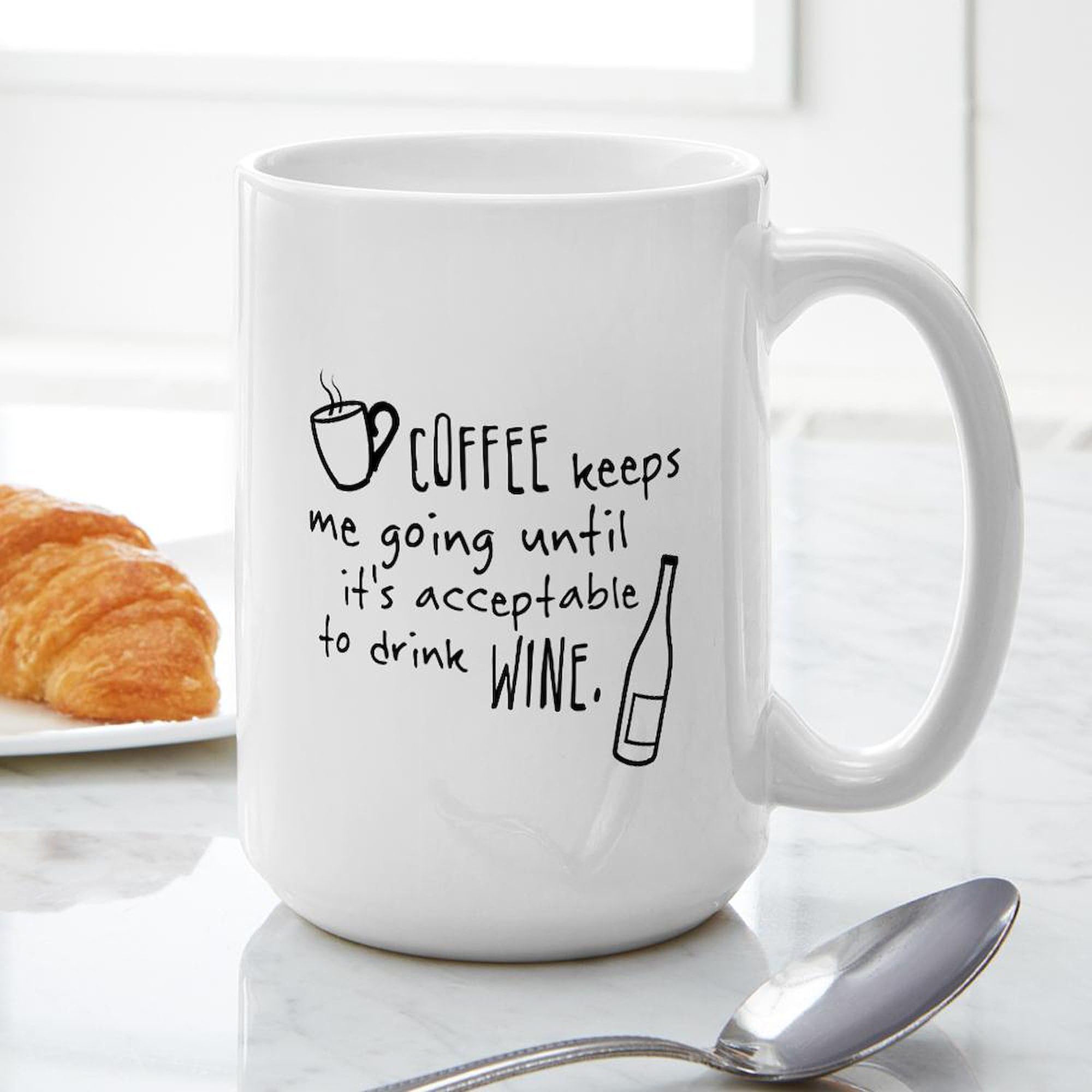15 oz (444 ml) Ceramic Coffee Mug - 'Coffee Keeps Me Going' Funny Coffee Cup for Office, Home & Gifts - Ideal for Tea, Hot Chocolate & Morning Brews