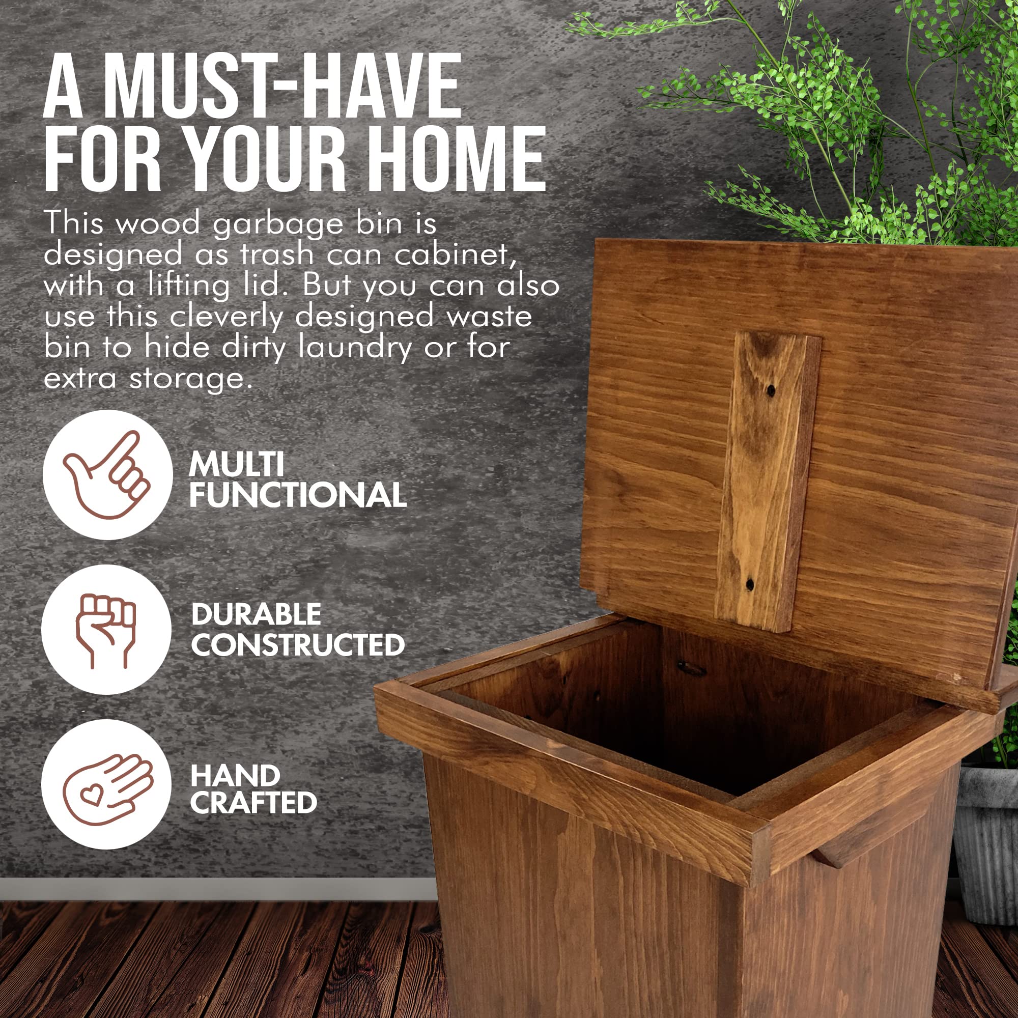 Amish-Made Wooden Hidden Trash Can Cabinet - Handcrafted Cherry Kitchen Waste Bin with Concealed Design | Stylish Storage Solution for Kitchens, Bathrooms & Offices