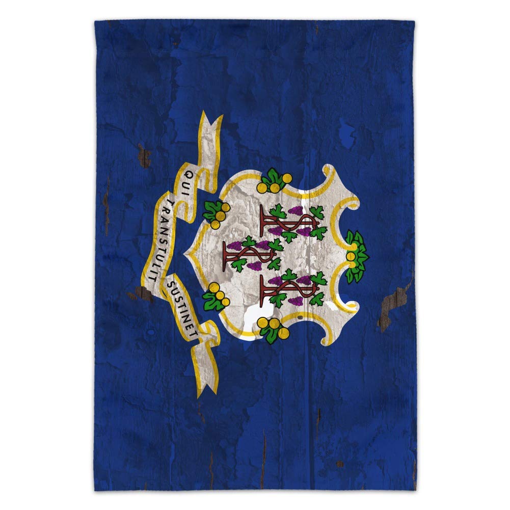 Vintage Distressed Connecticut State Flag - Rustic USA Garden & Yard Decoration for Outdoor Patriotic Displays