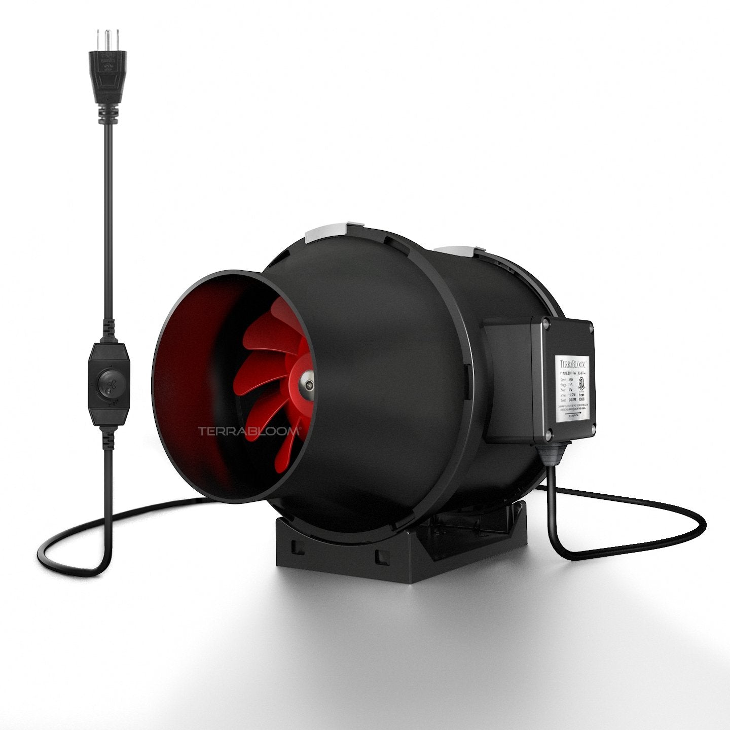 TerraBloom MFIF 4 188 CFM 60W Inline Duct Fan with Variable Speed Controller - High Performance Ventilation for Grow Tents, Hydroponics & Indoor Air Circulation