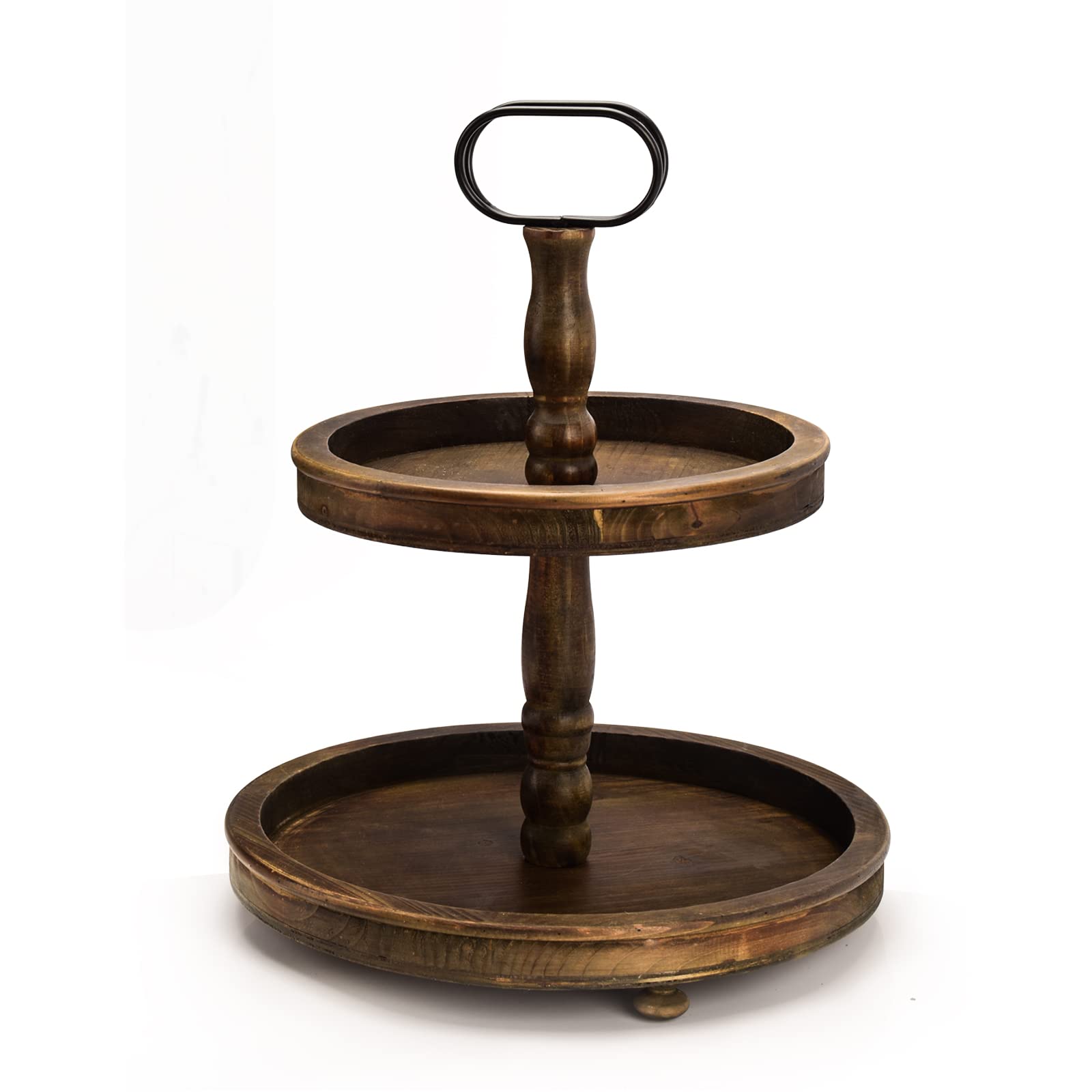 3-Tier Wooden Tray Stand for Kitchen, Bedroom, Bathroom & Coffee Bar Decor - Rustic Farmhouse Style Organizer for Entryway, Countertop & Home Decor