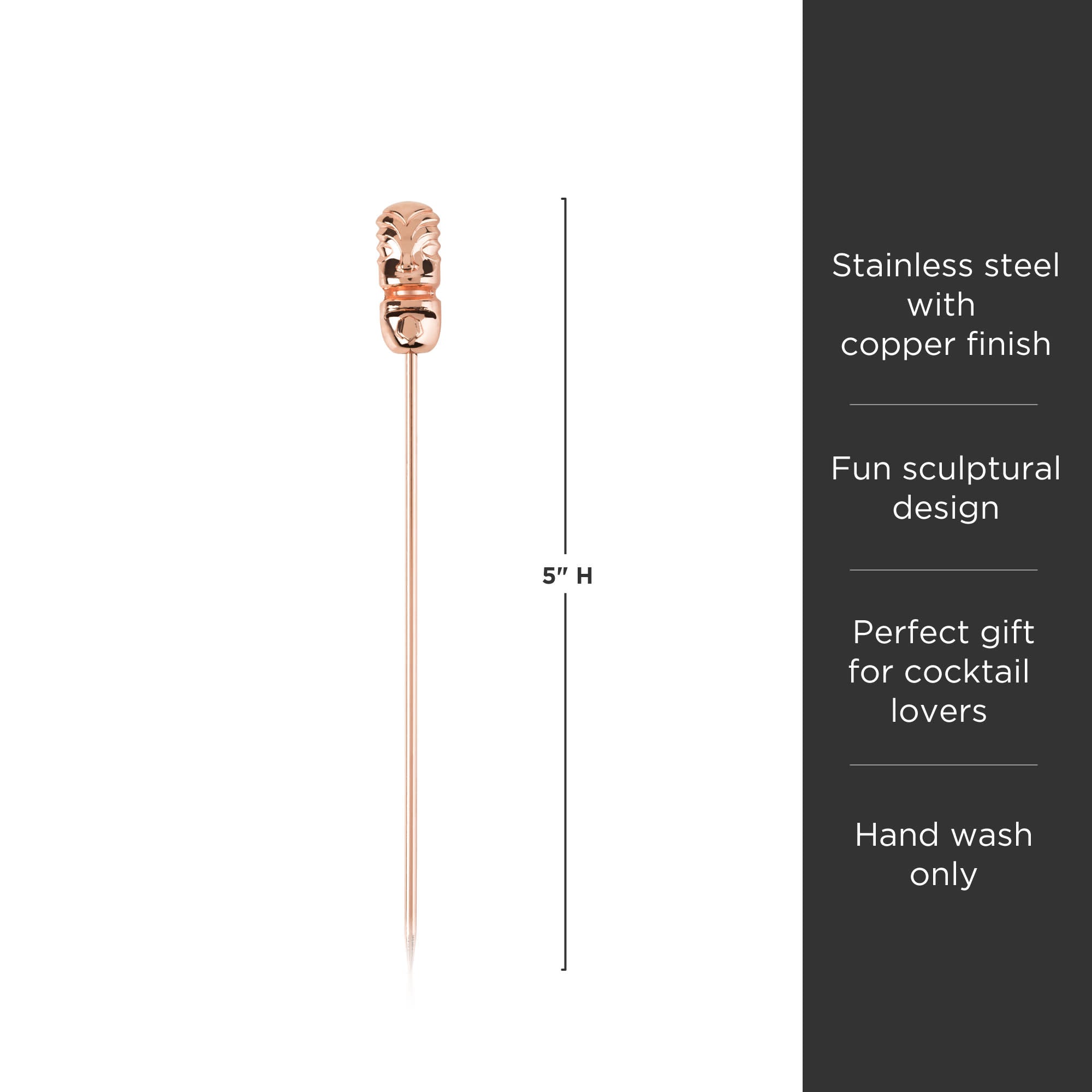 Premium Copper Tiki Cocktail Picks Set of 4 - Hawaiian Themed Drink Stirrers for Tropical Cocktails, Party Decor & Home Bar Accessories - Perfect for Luau Parties, Summer BBQs & Beach Themed Events