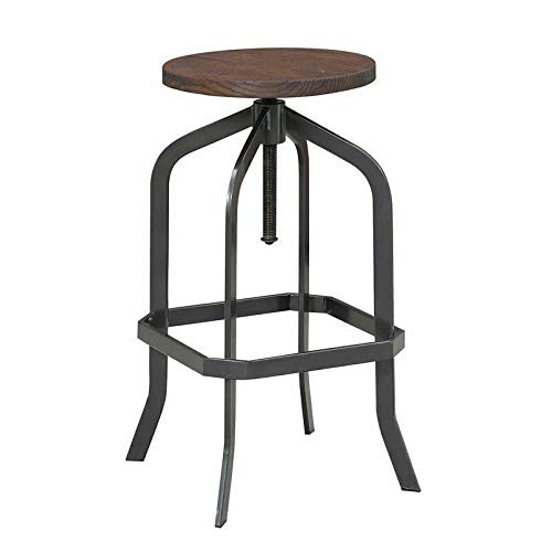 Adjustable Backless Bar Stool - Brown Swivel Kitchen Island Stool for Counter, Modern Home Decor - Perfect for Kitchen, Dining Room & Home Bar Setup
