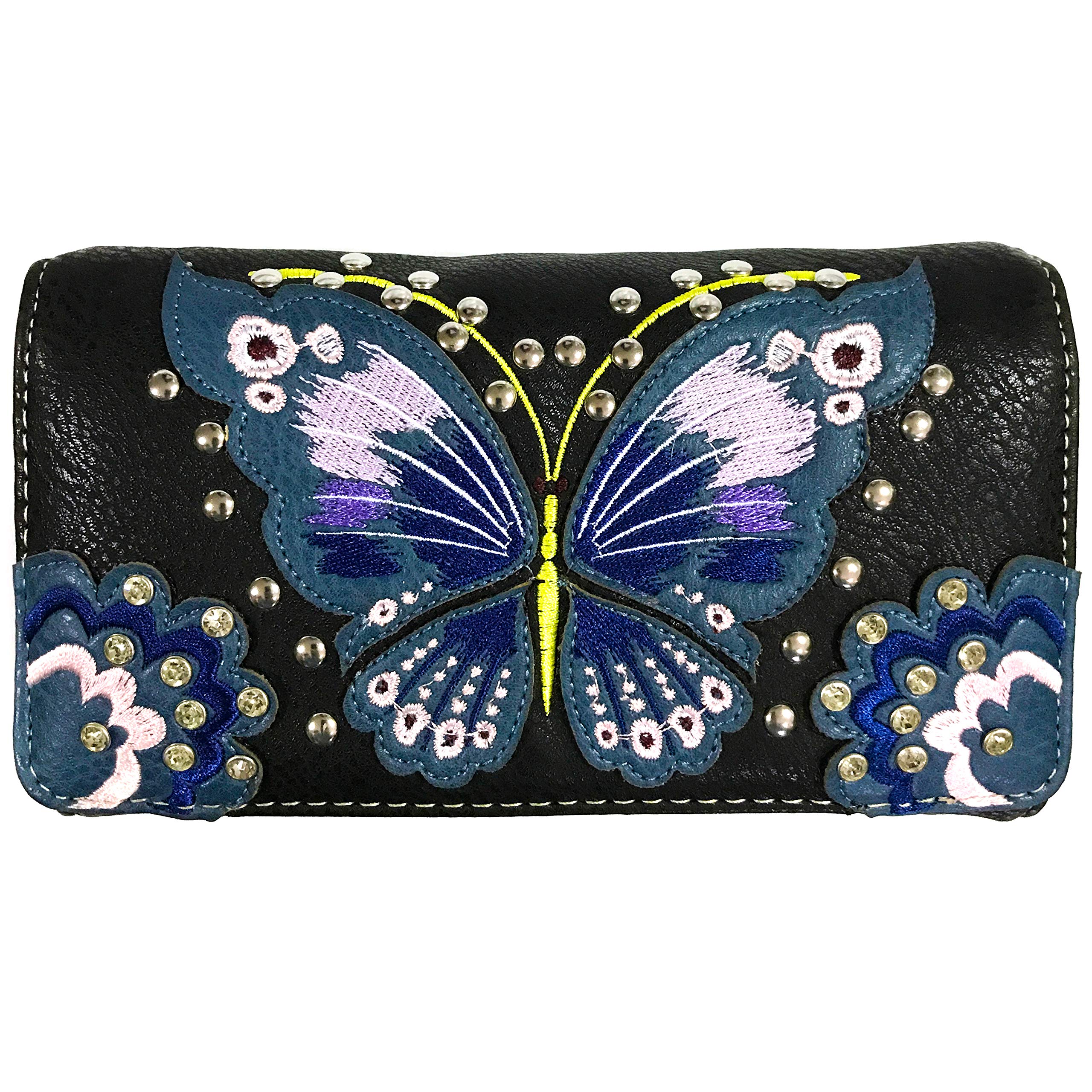 Zelris Peacock Butterfly Floral Embroidery Crossbody Trifold Wallet for Women - Stylish RFID Blocking Clutch Purse with Card Slots, Perfect for Travel, Shopping and Everyday Use