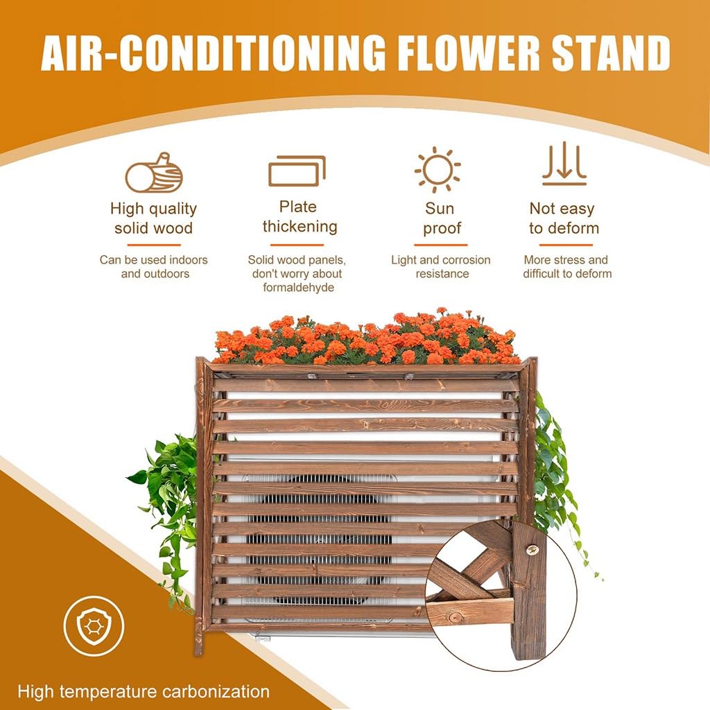 Durable Solid Wood Air Conditioner Cover - Weatherproof Outdoor AC Unit Cover for Privacy & Protection - Perfect for Patio, Garden, and Backyard Use