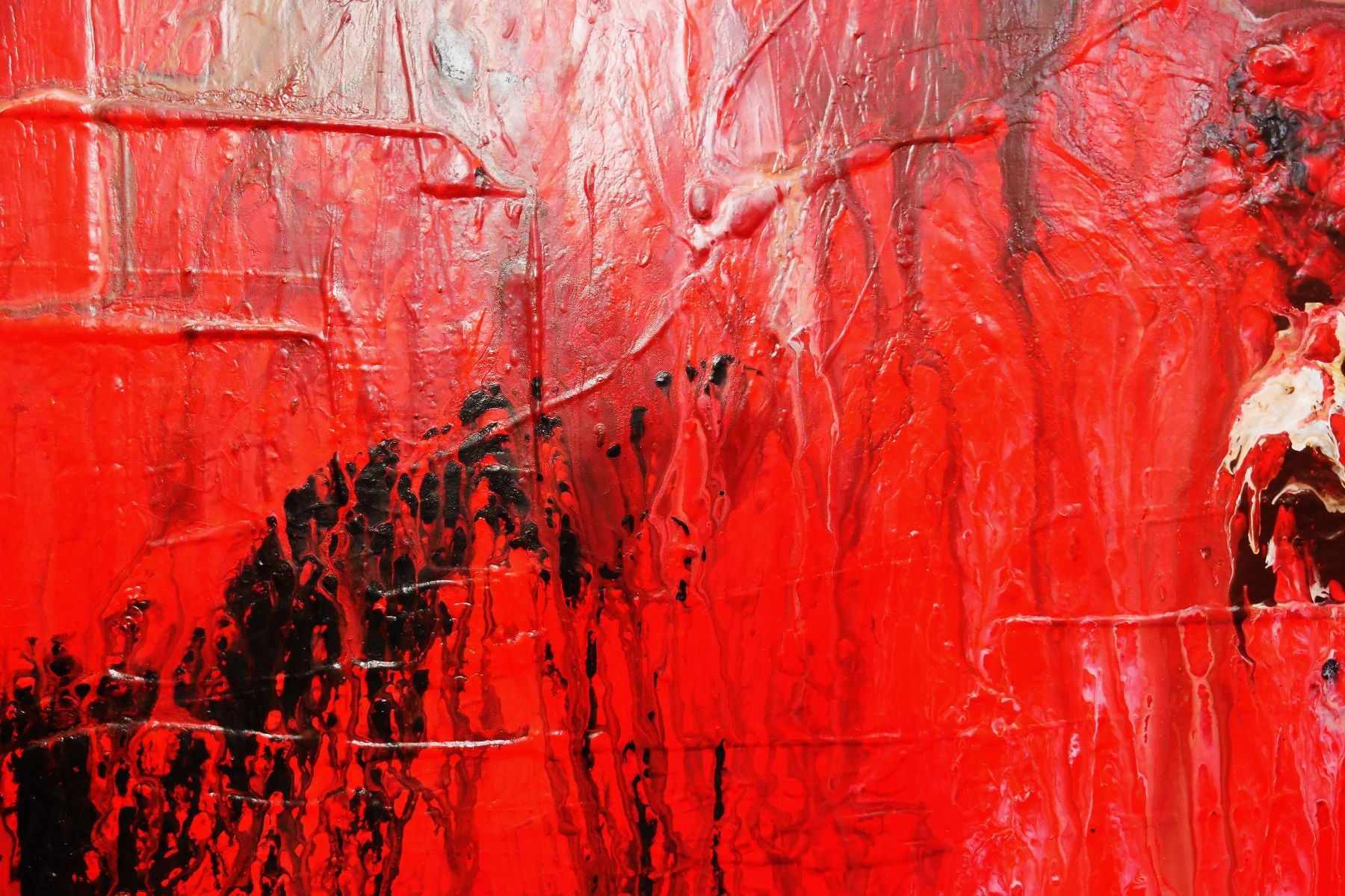 140cm x 100cm Red Cream Textured Abstract Canvas Art Painting - Modern Home Decor for Living Room, Bedroom & Office Wall