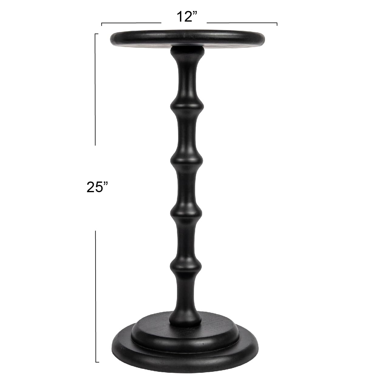 Creative Co-Op Ergonomic Pedestal Cocktail Side Table - Black | Modern End Table for Living Room, Bedroom & Office Decor