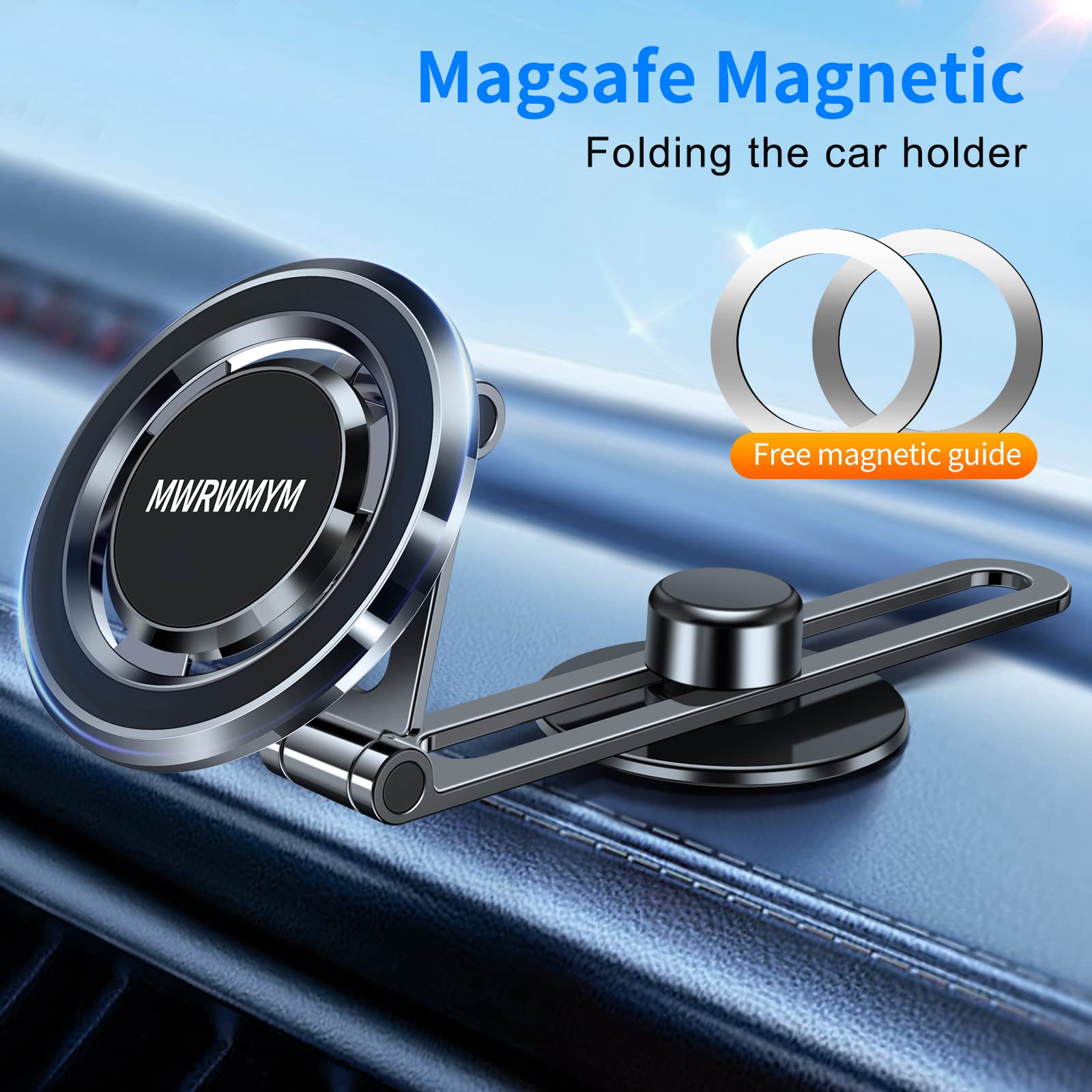 MWRWMYMCIX Magnetic Phone Holder for Tesla - Ultra Strong MagSafe Car Mount Compatible with iPhone 15/14/13 & Samsung Galaxy - Foldable Tesla Model 3/Y Accessories - Perfect for Hands-Free Navigation & Safe Driving