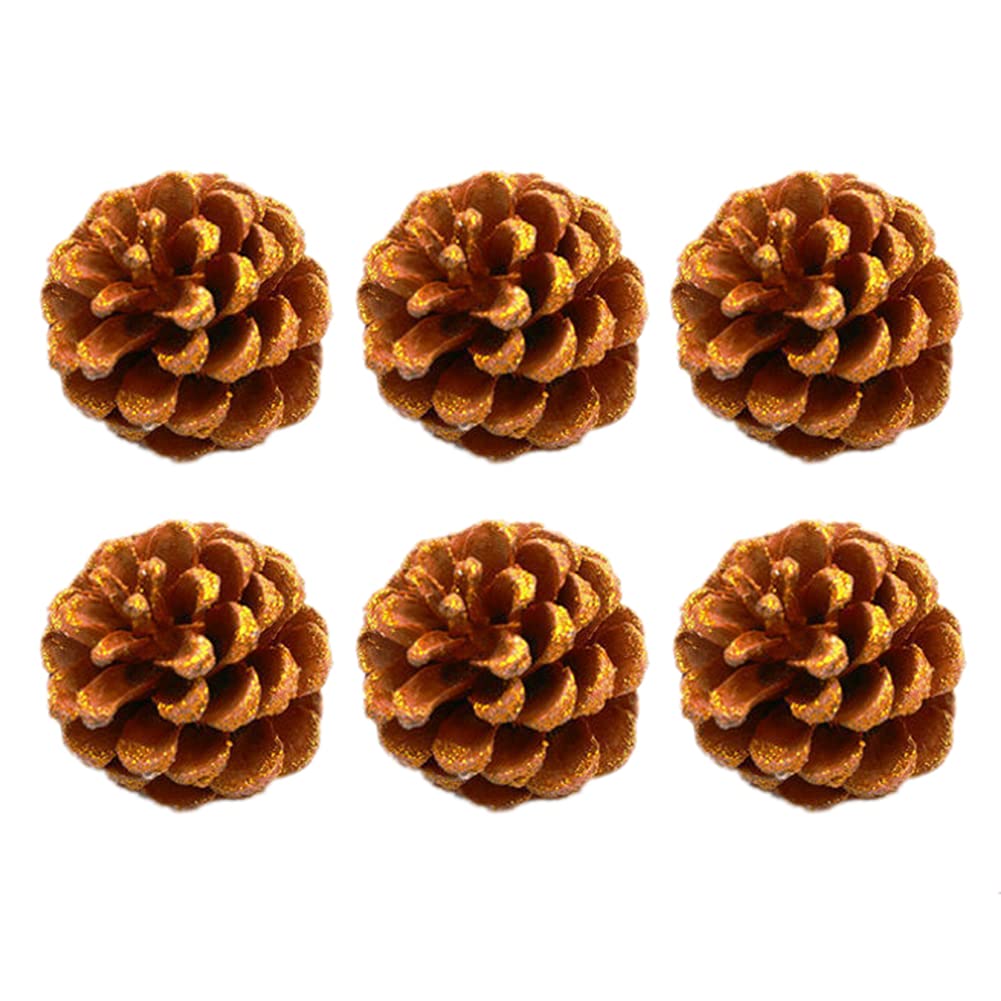 100 Fortune 6-Piece Dried Flower Pinecone Acorns Set - Christmas Tree Decorations, DIY Wreath Making Supplies for Holiday Home Decor & Craft Projects