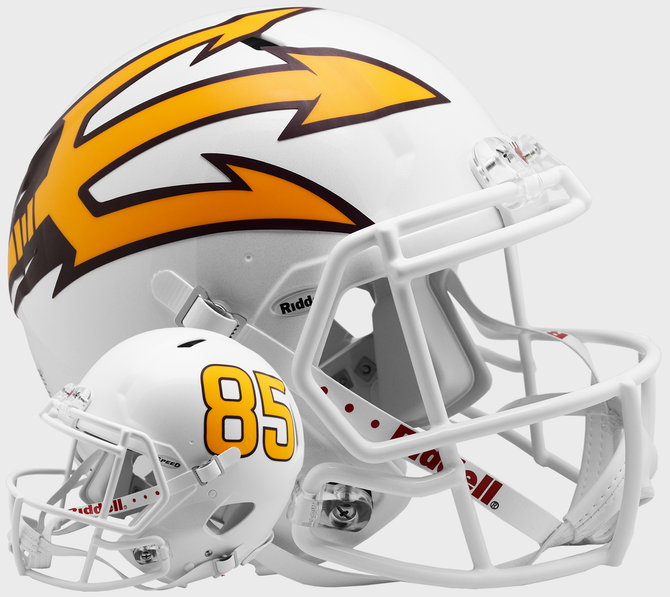 Arizona State Sun Devils White Metallic Authentic Speed Football Helmet - Official NCAA Football Gear for Games, Training & Collectors - Perfect for Fans, Players & Sports Enthusiasts