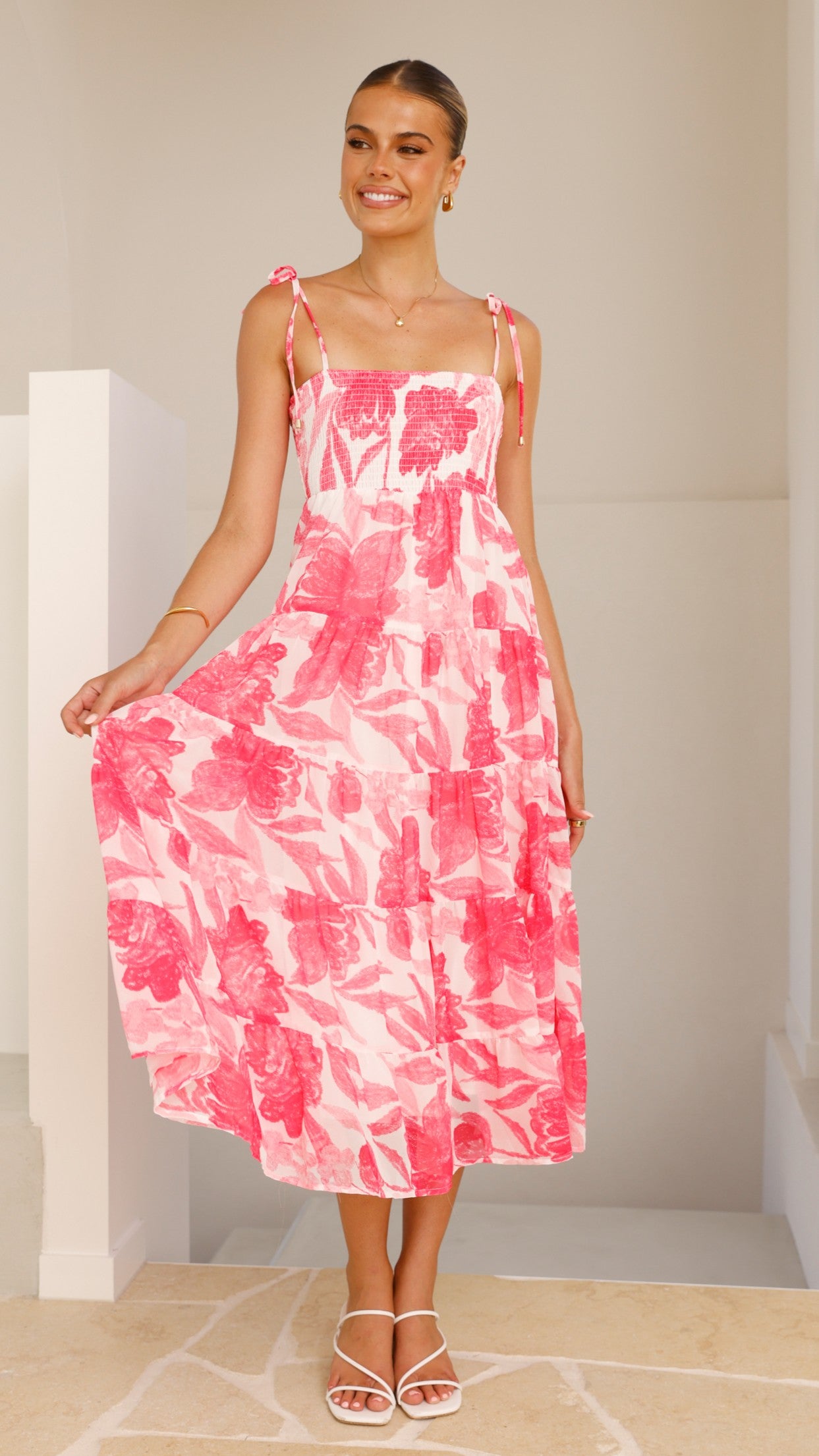 Gwynne Maxi Dress - Floral Pink Print Summer Dress for Women | Perfect for Beach, Vacation & Casual Outings
