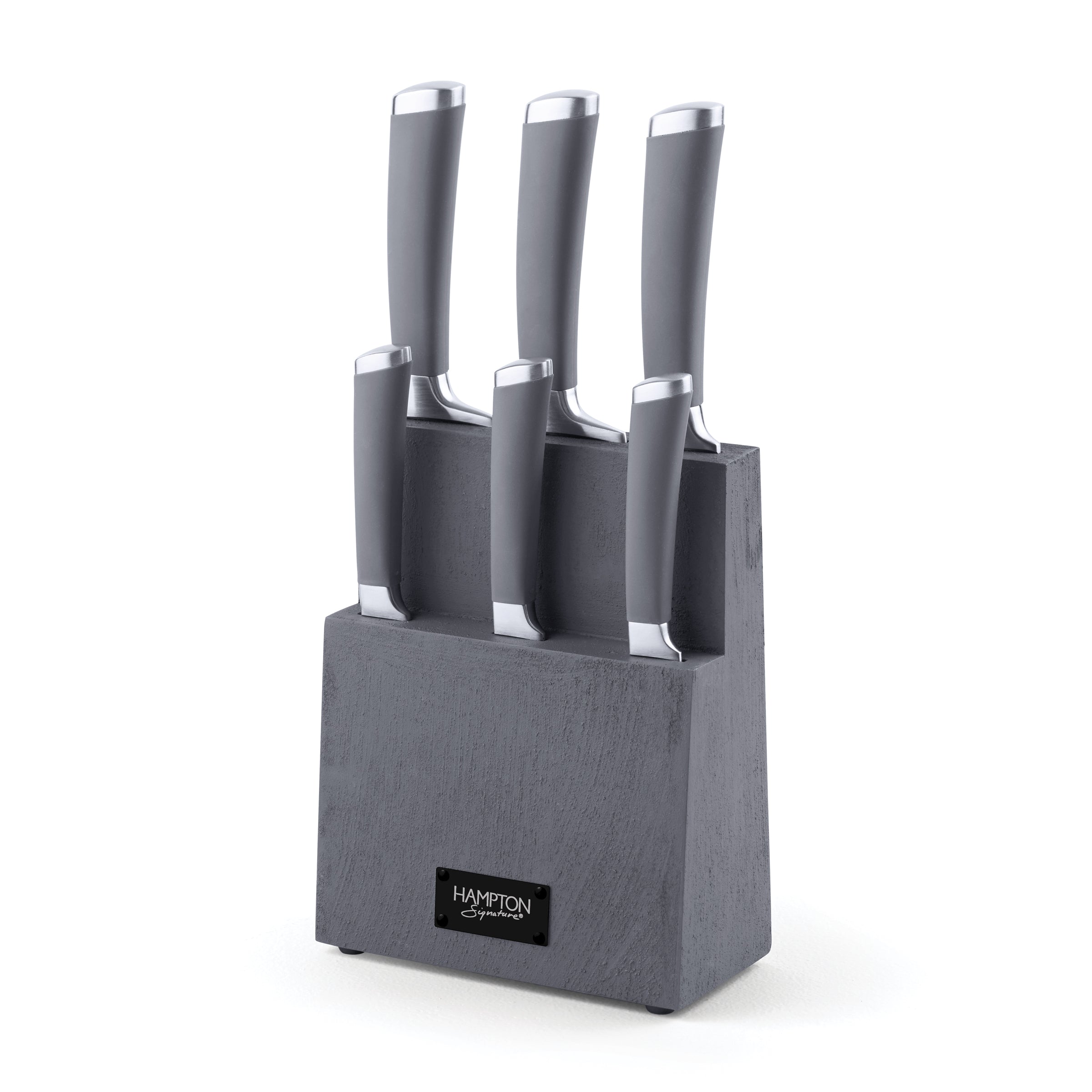 Premium 7-Piece Textured Cutlery Block Set - Stainless Steel Knives with Wooden Holder - Perfect for Kitchen, Dining Table & Gift Giving