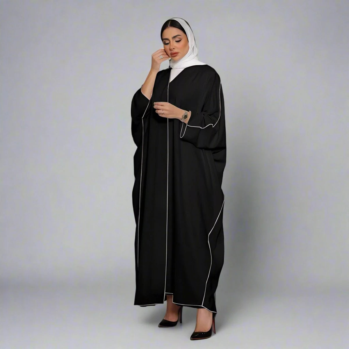 Muslim Women's Solid Color Cardigan Open Abaya Dress - Free Size Modest Islamic Clothing for Prayer, Home & Outdoor Wear