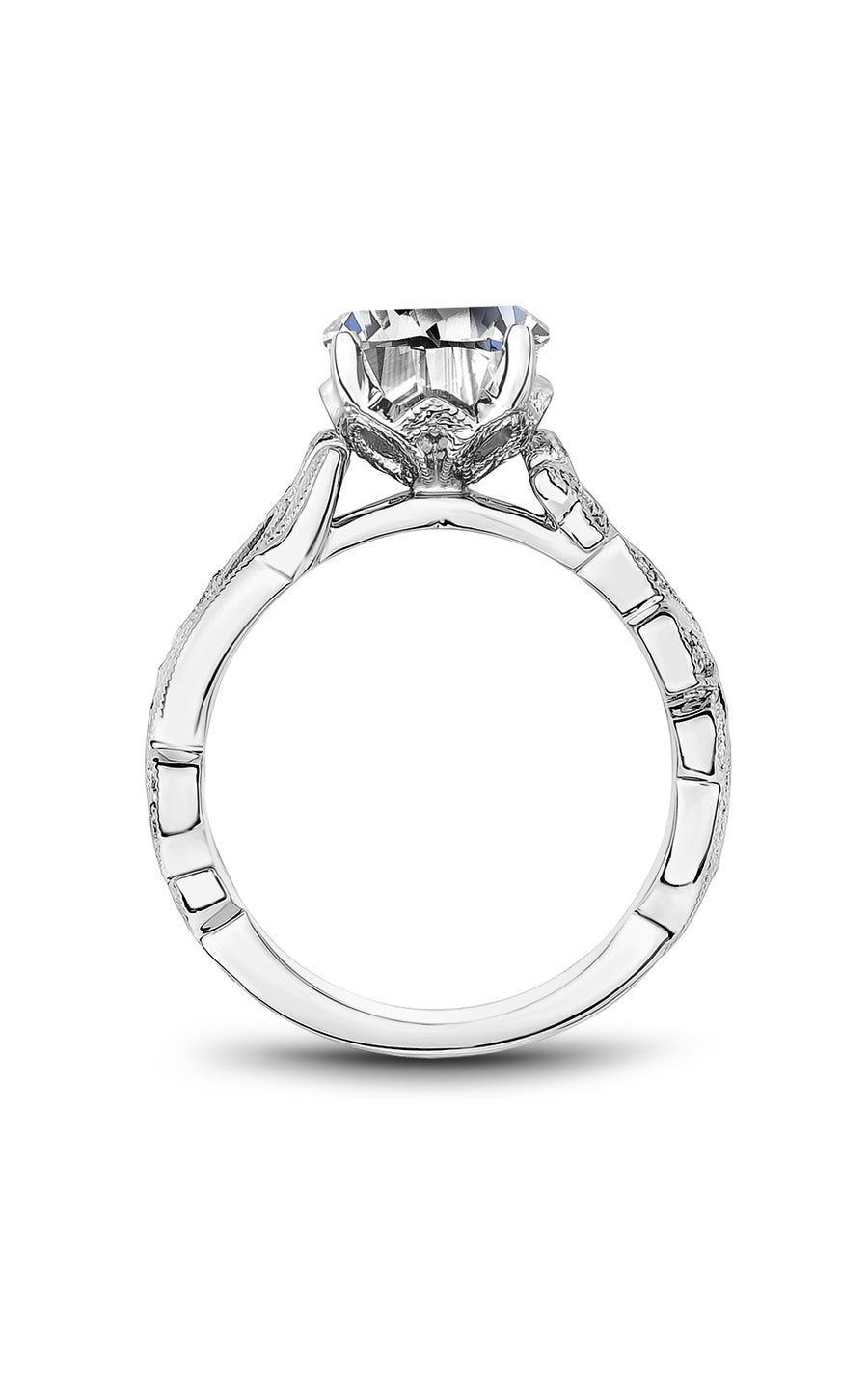 Noam Carver B356 01A Bridal Engagement Ring - 14K White Gold Diamond Wedding Band for Women, Perfect for Proposals, Anniversaries & Romantic Occasions